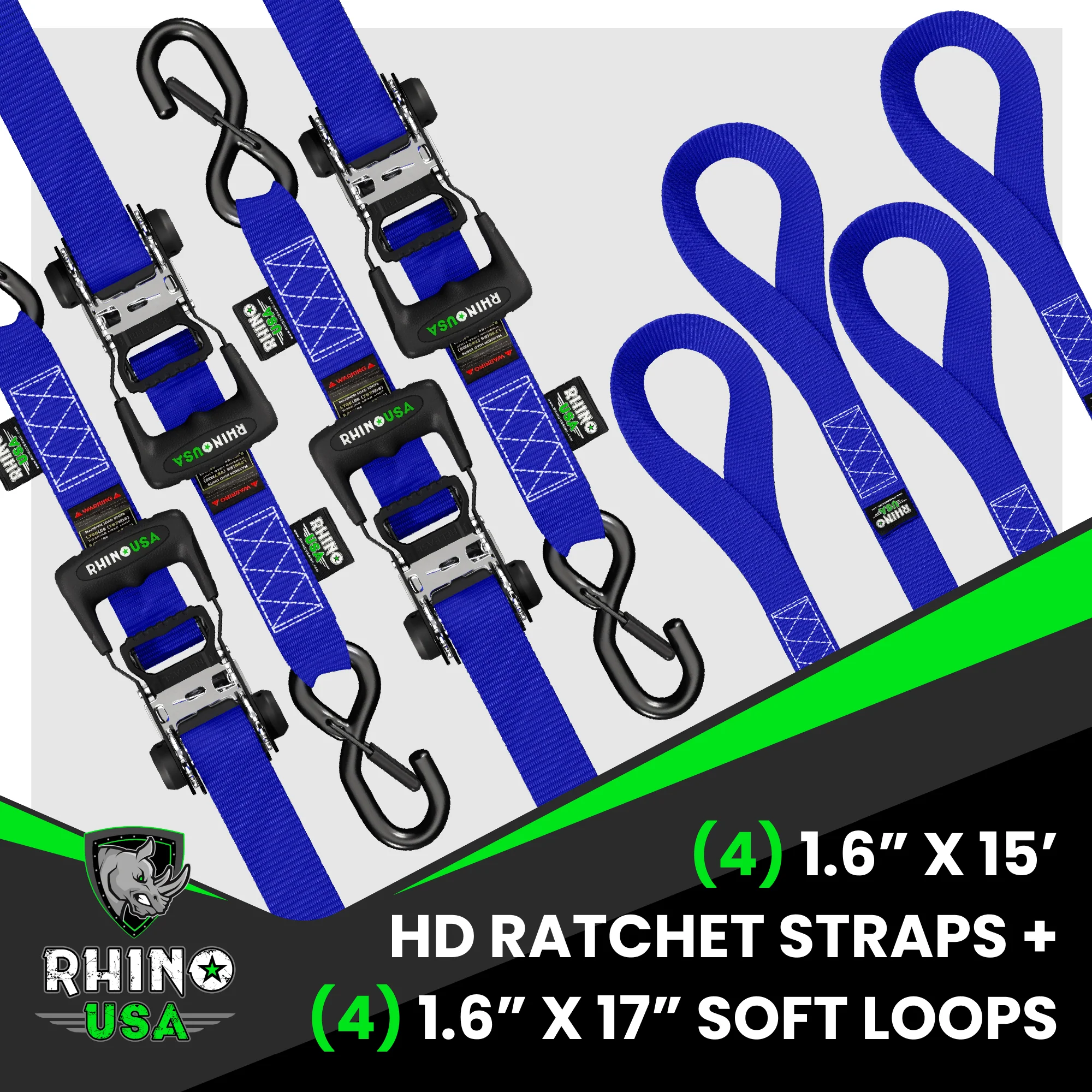 1.6" x 15' HD Ratchet Tie-Down Set (4-Pack) - Image 22
