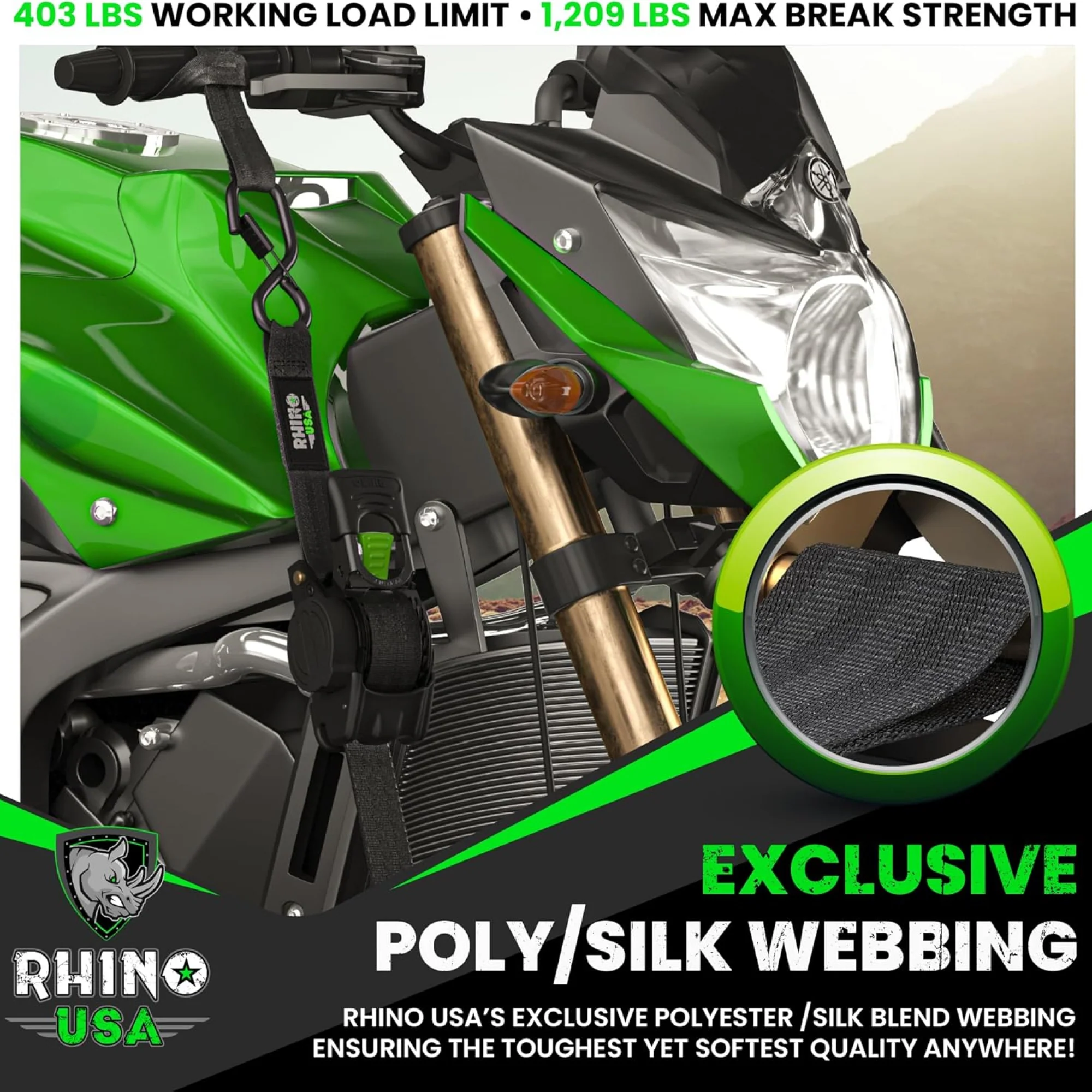 1" x 10' Retractable Ratchet Straps - Image 12