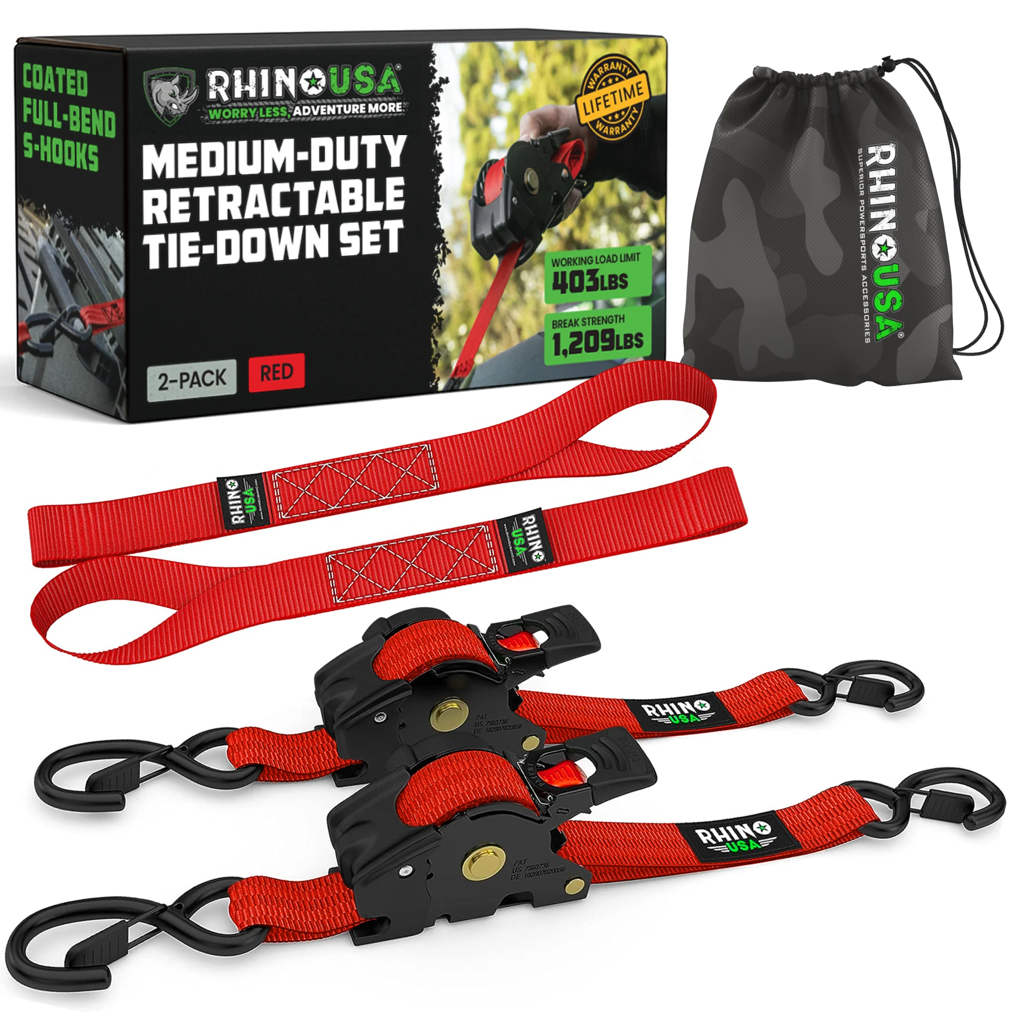 1" x 10' Retractable Ratchet Straps - Image 154