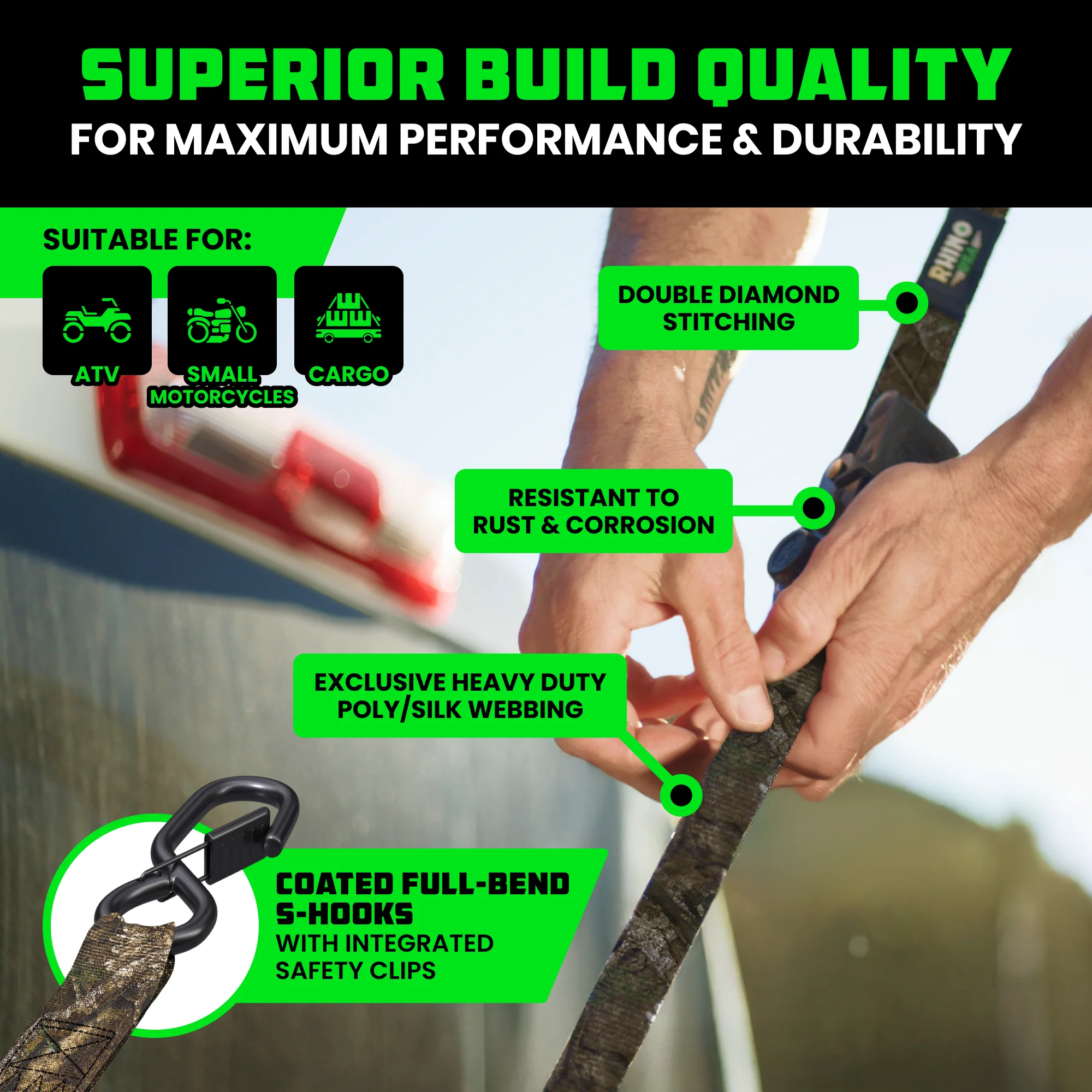 1" x 10' Retractable Ratchet Straps - Image 186