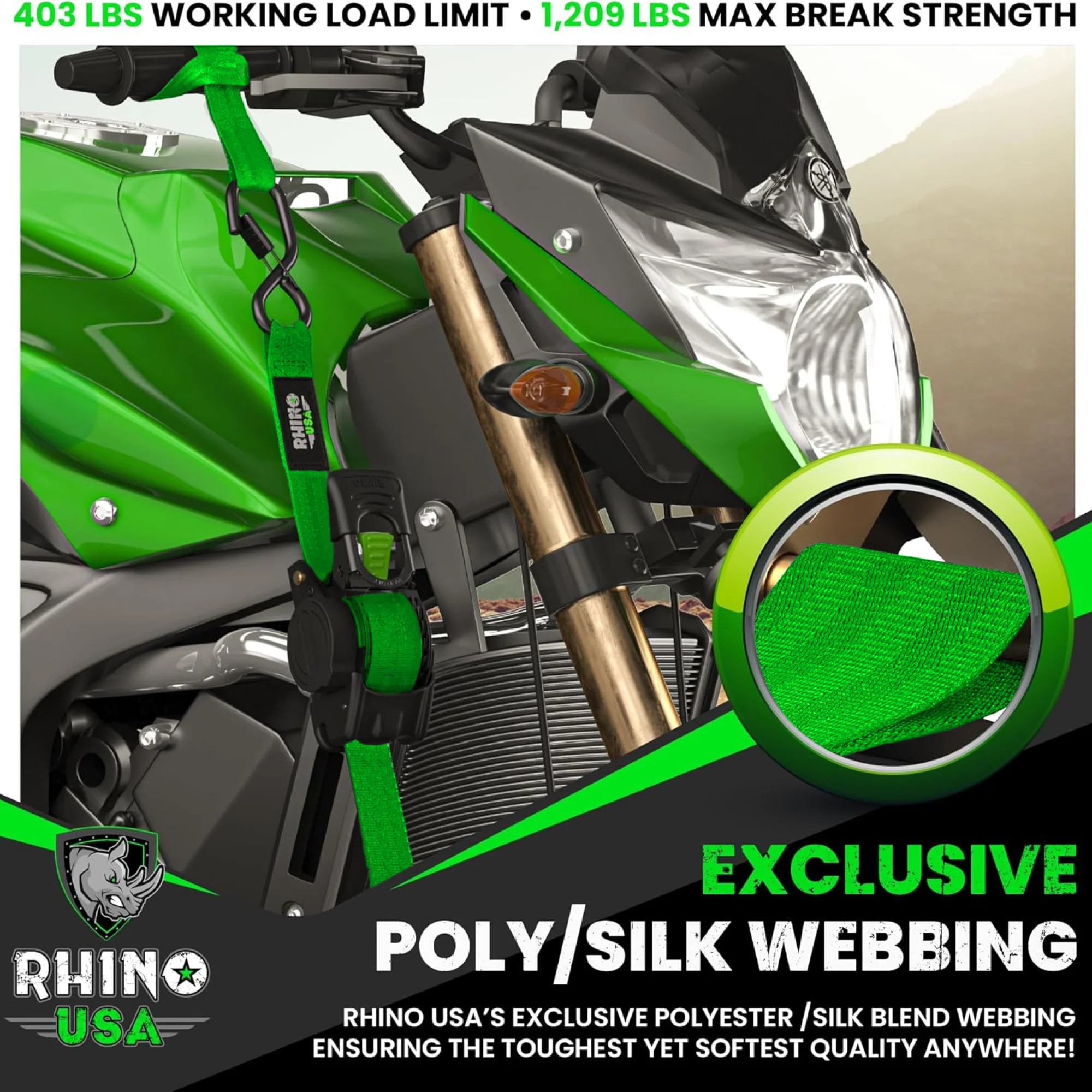 1" x 10' Retractable Ratchet Straps - Image 30