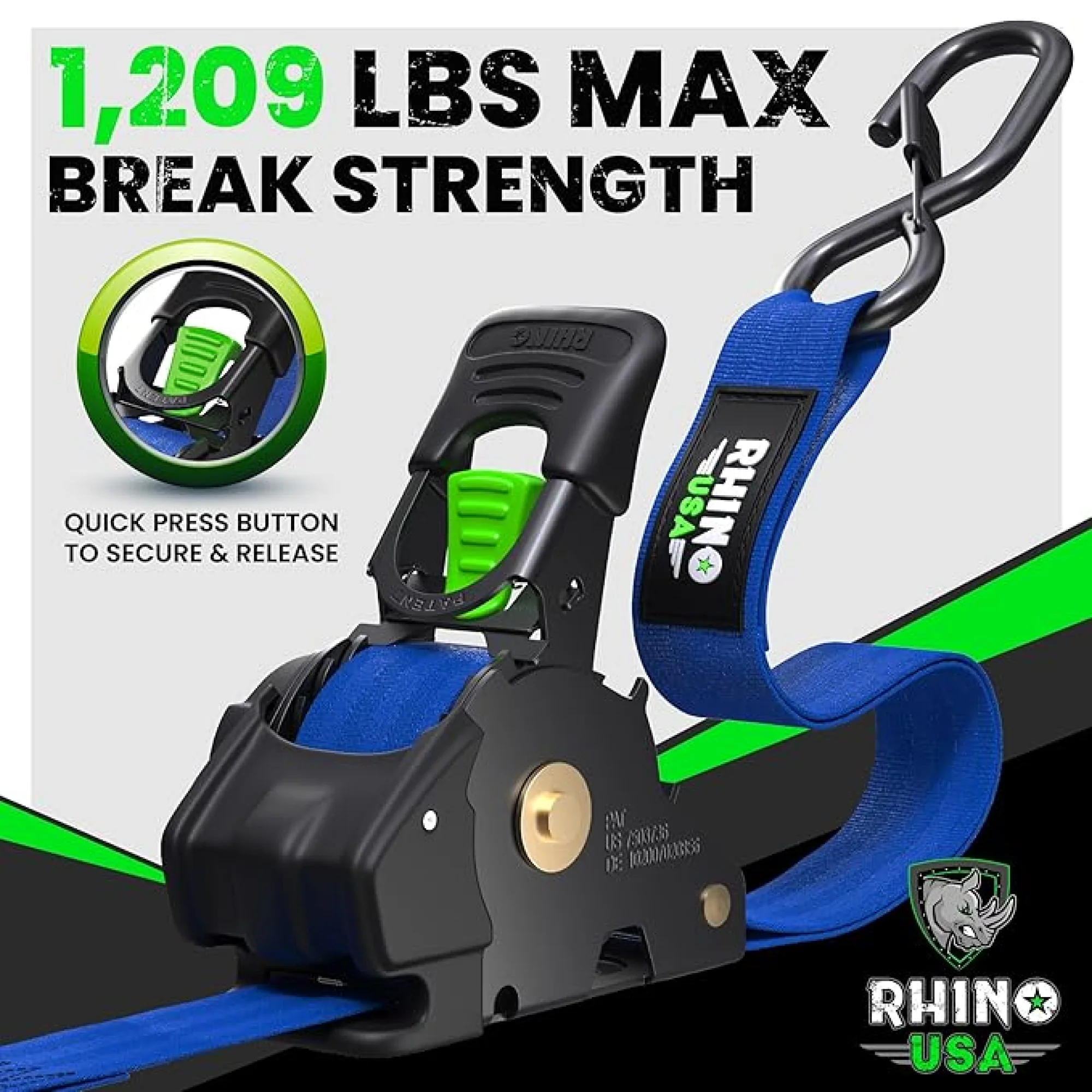 1" x 10' Retractable Ratchet Straps - Image 46