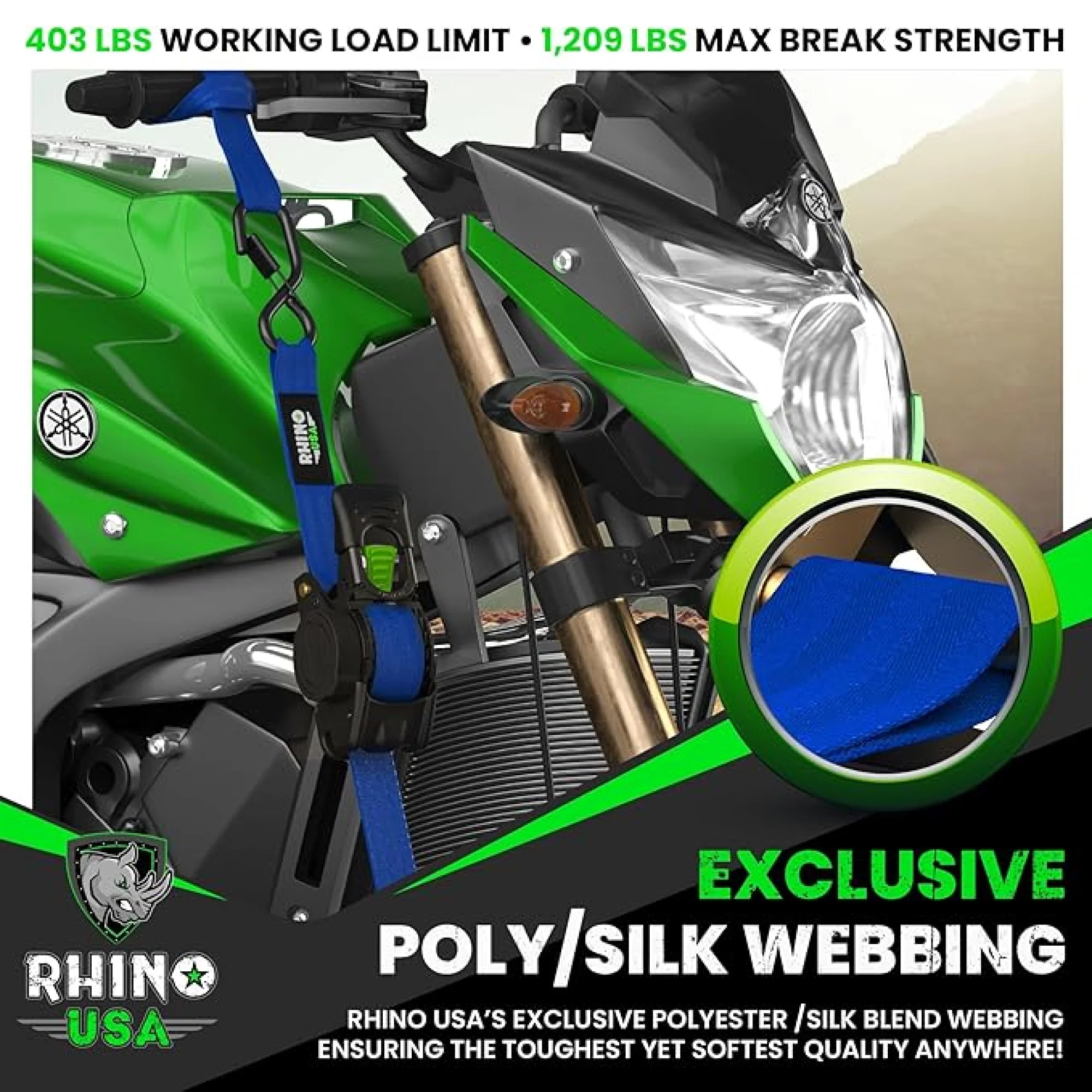 1" x 10' Retractable Ratchet Straps - Image 48