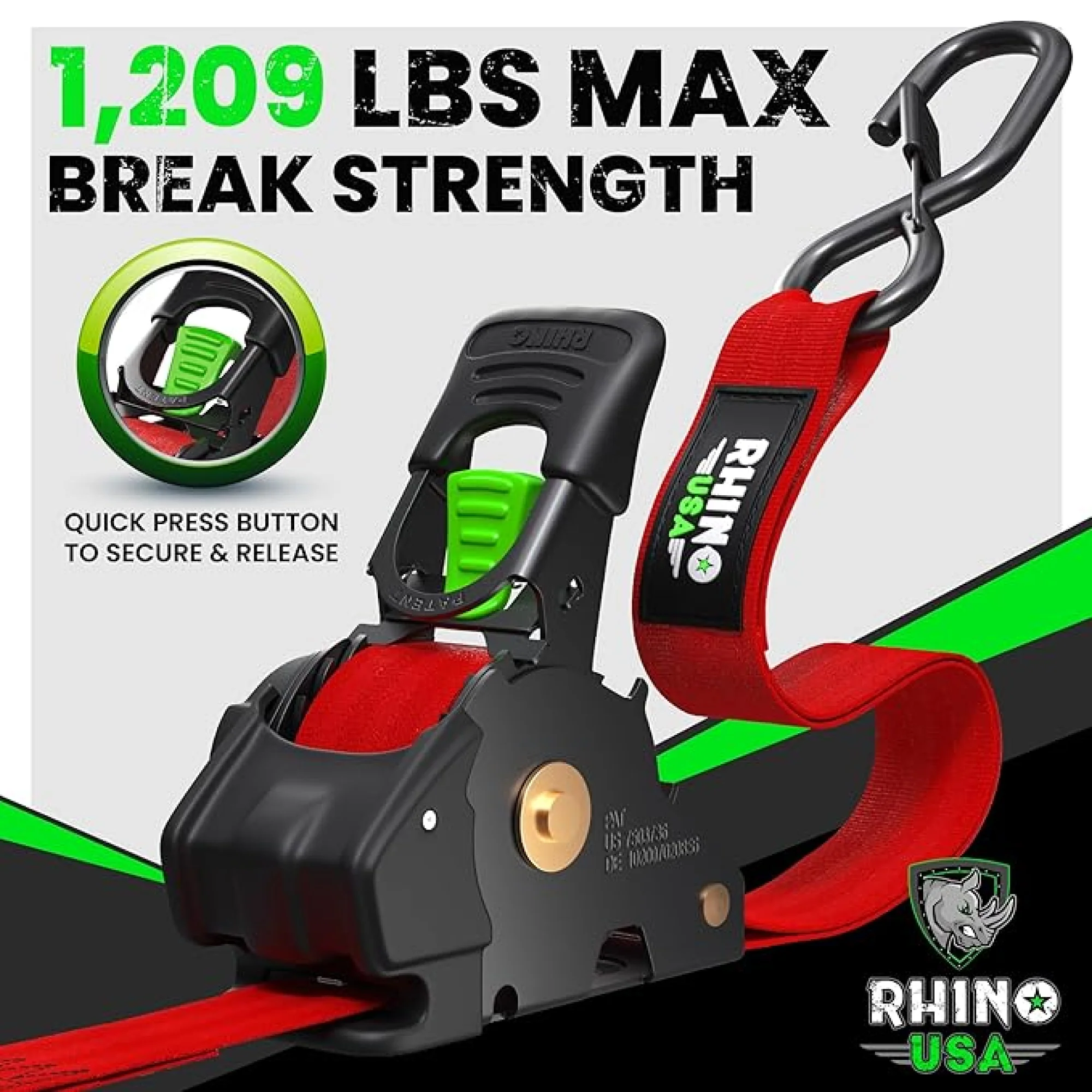 1" x 10' Retractable Ratchet Straps - Image 54