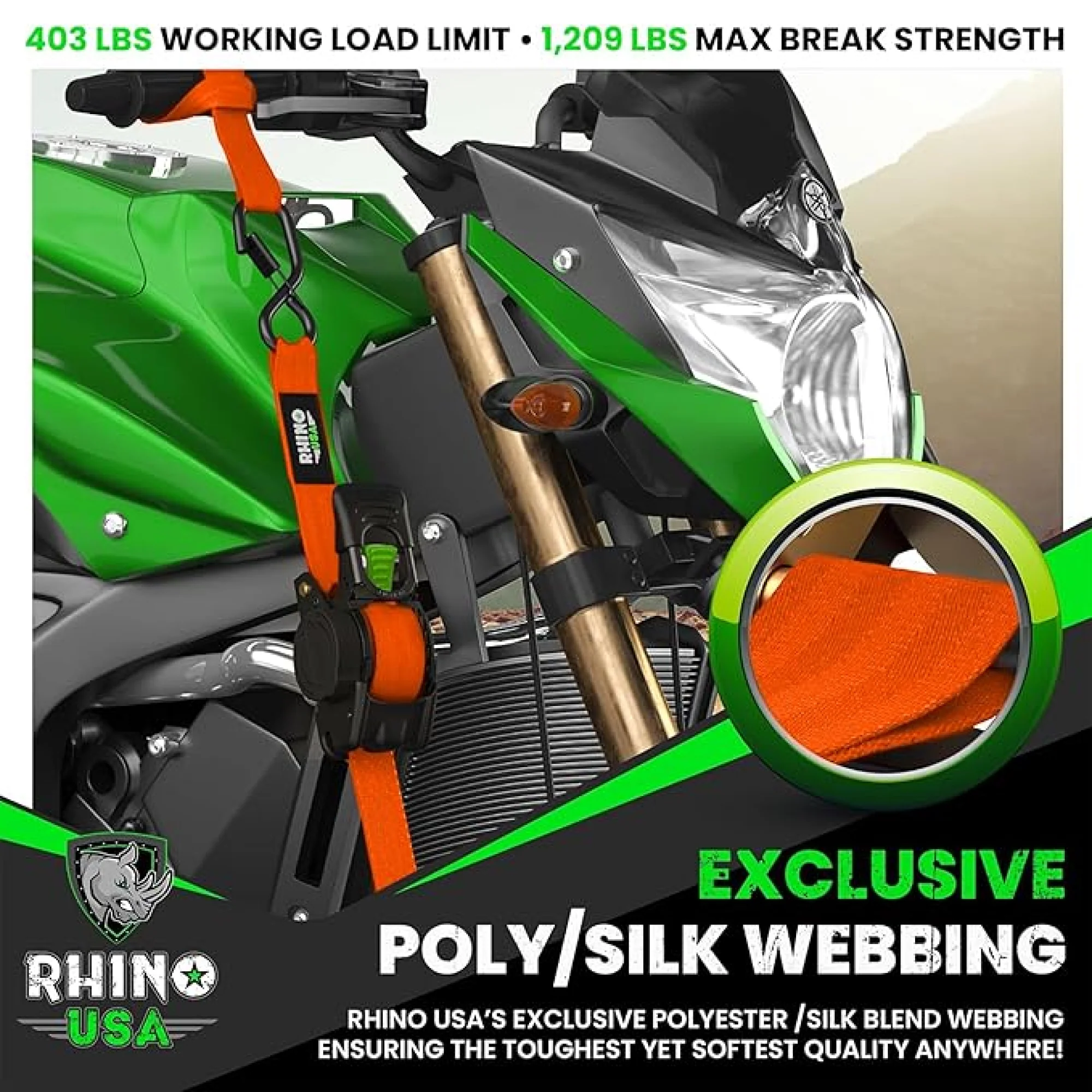 1" x 10' Retractable Ratchet Straps - Image 76