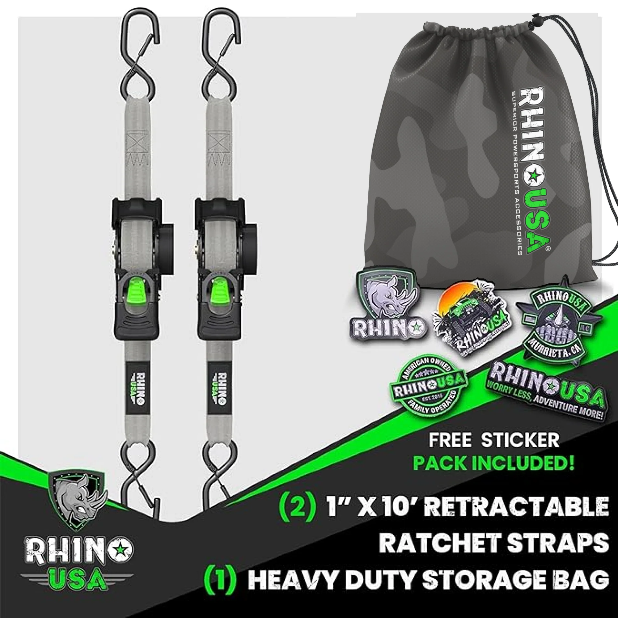 1" x 10' Retractable Ratchet Straps - Image 83