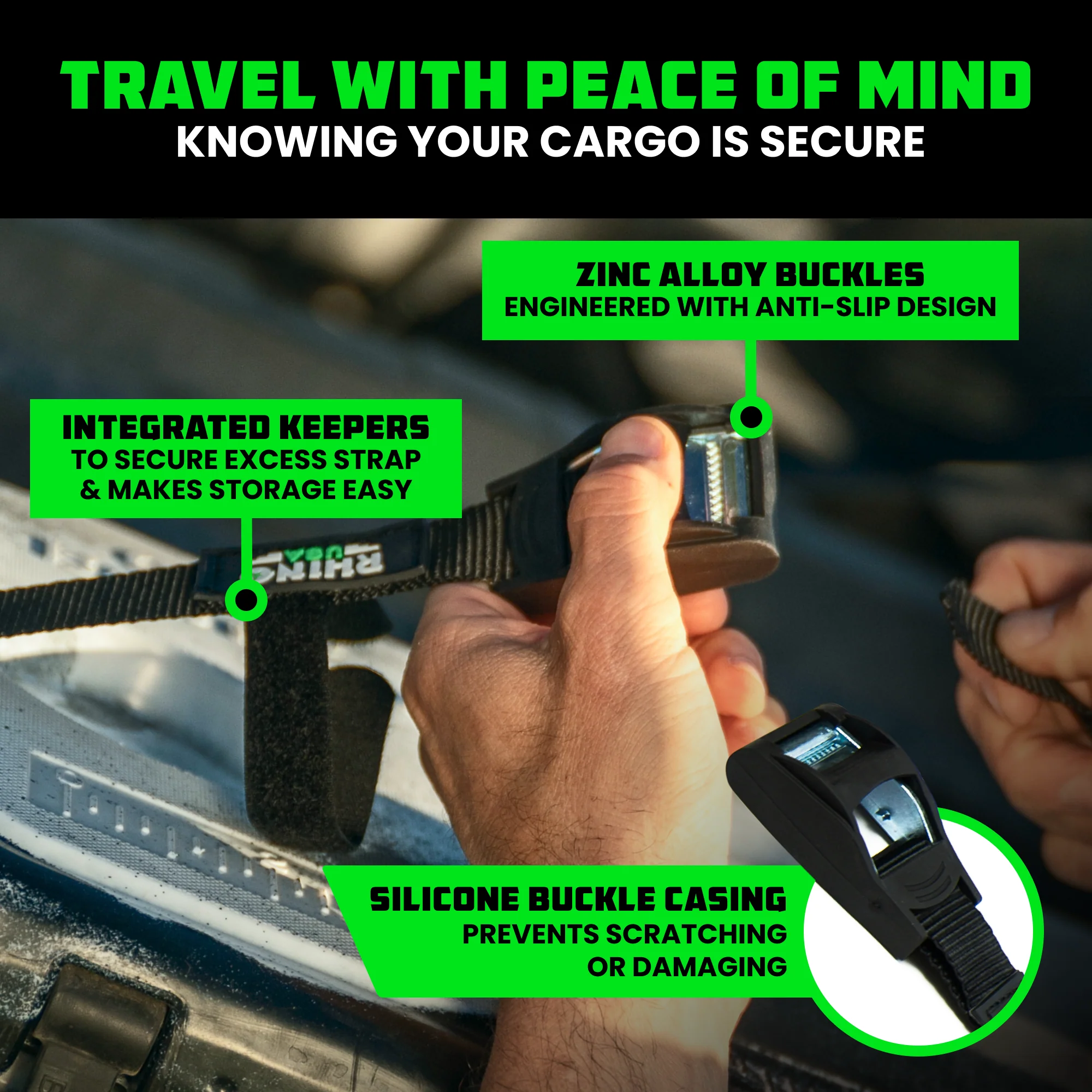 1" x 12' Lashing Tie-Down Straps - Image 3