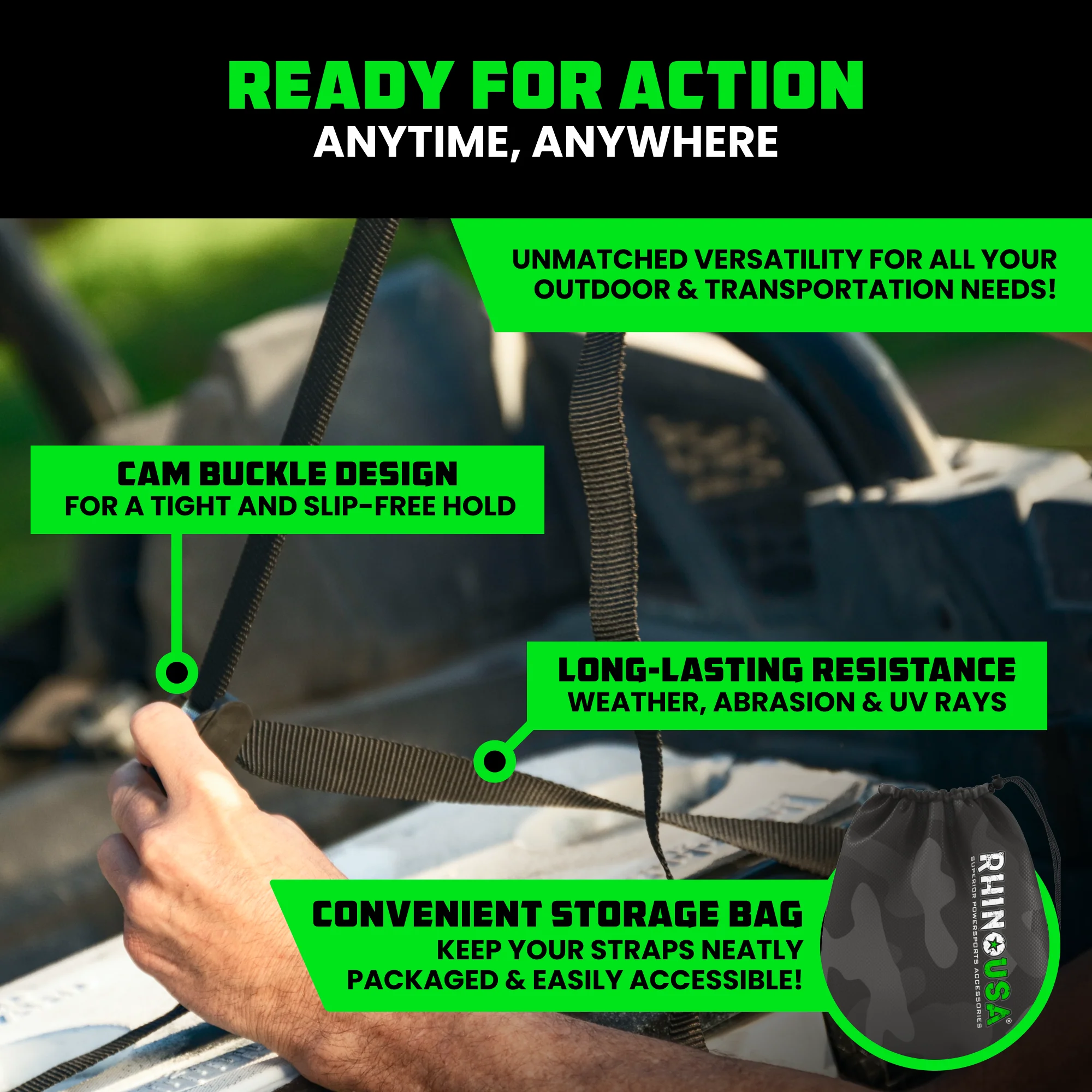 1" x 12' Lashing Tie-Down Straps - Image 4