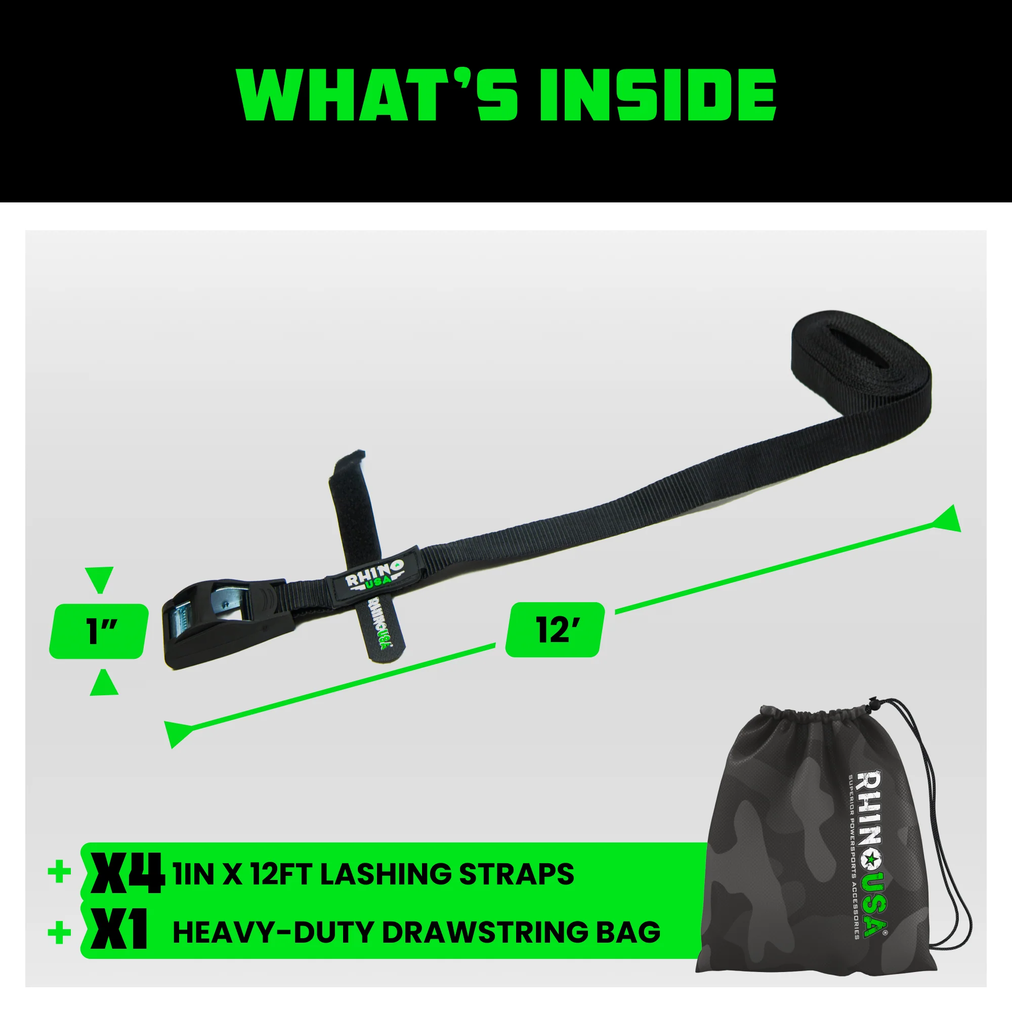 1" x 12' Lashing Tie-Down Straps - Image 5