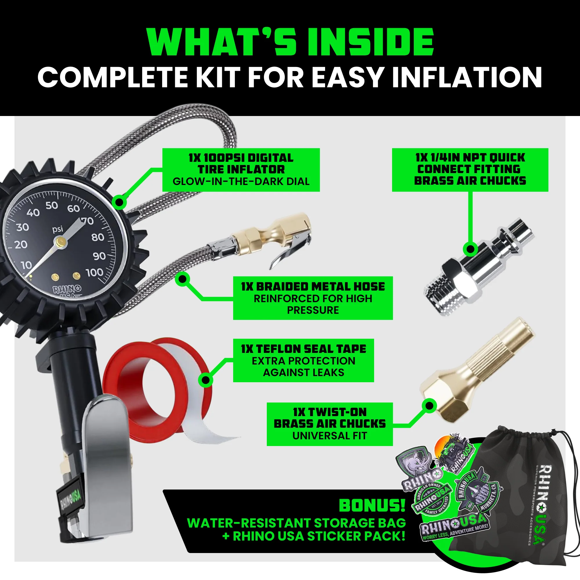 100 PSI Tire Inflator Gauge - Image 4