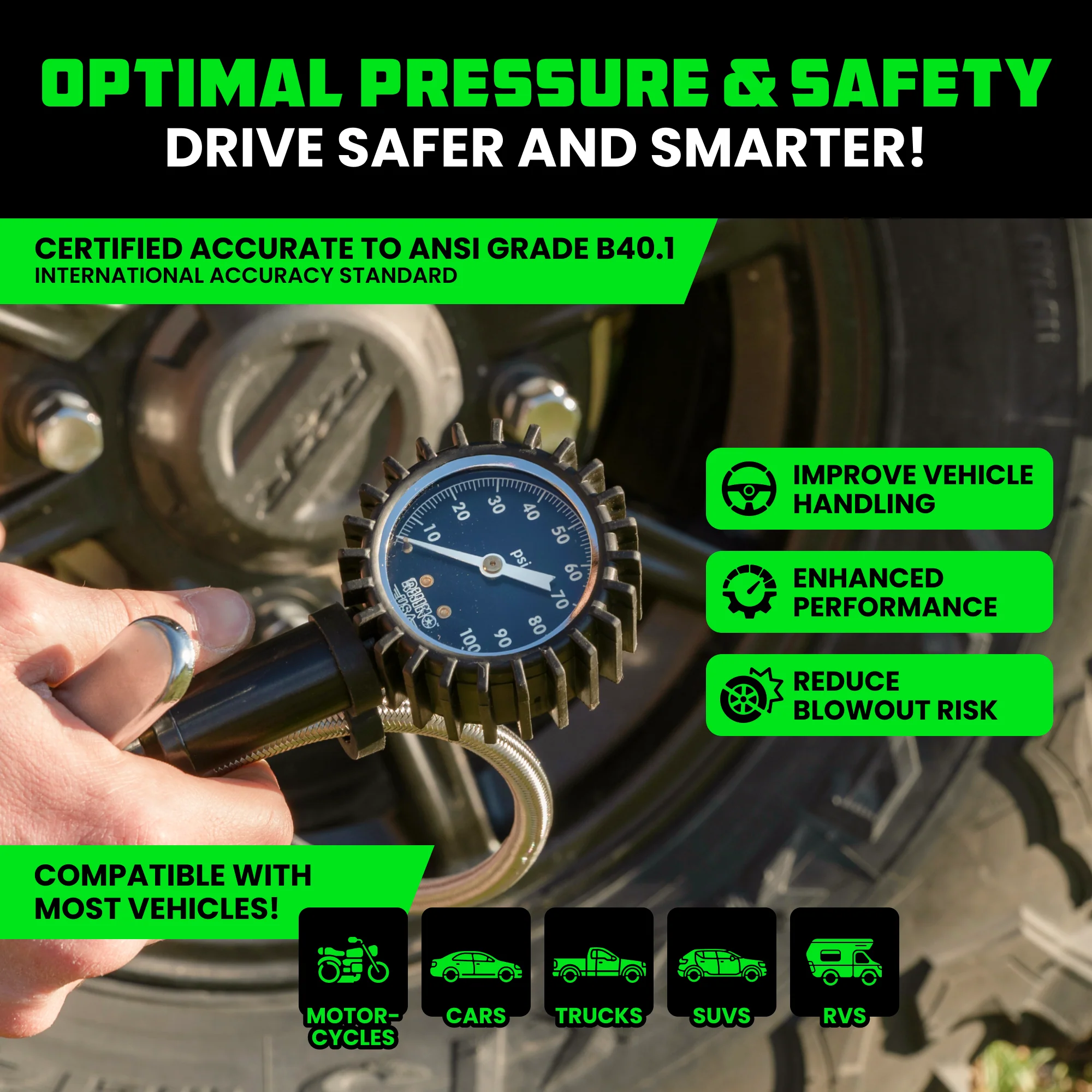 100 PSI Tire Inflator Gauge - Image 6