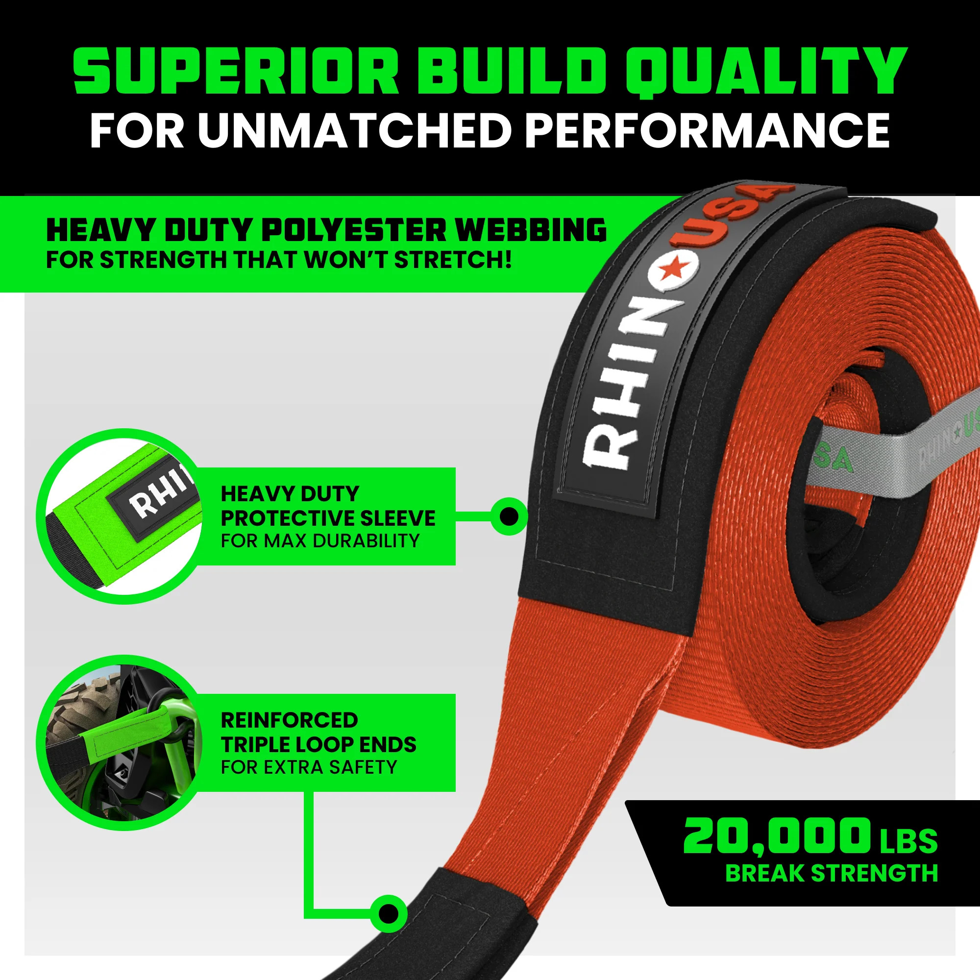 2" x 20' Ultimate Recovery Tow Strap - Image 38