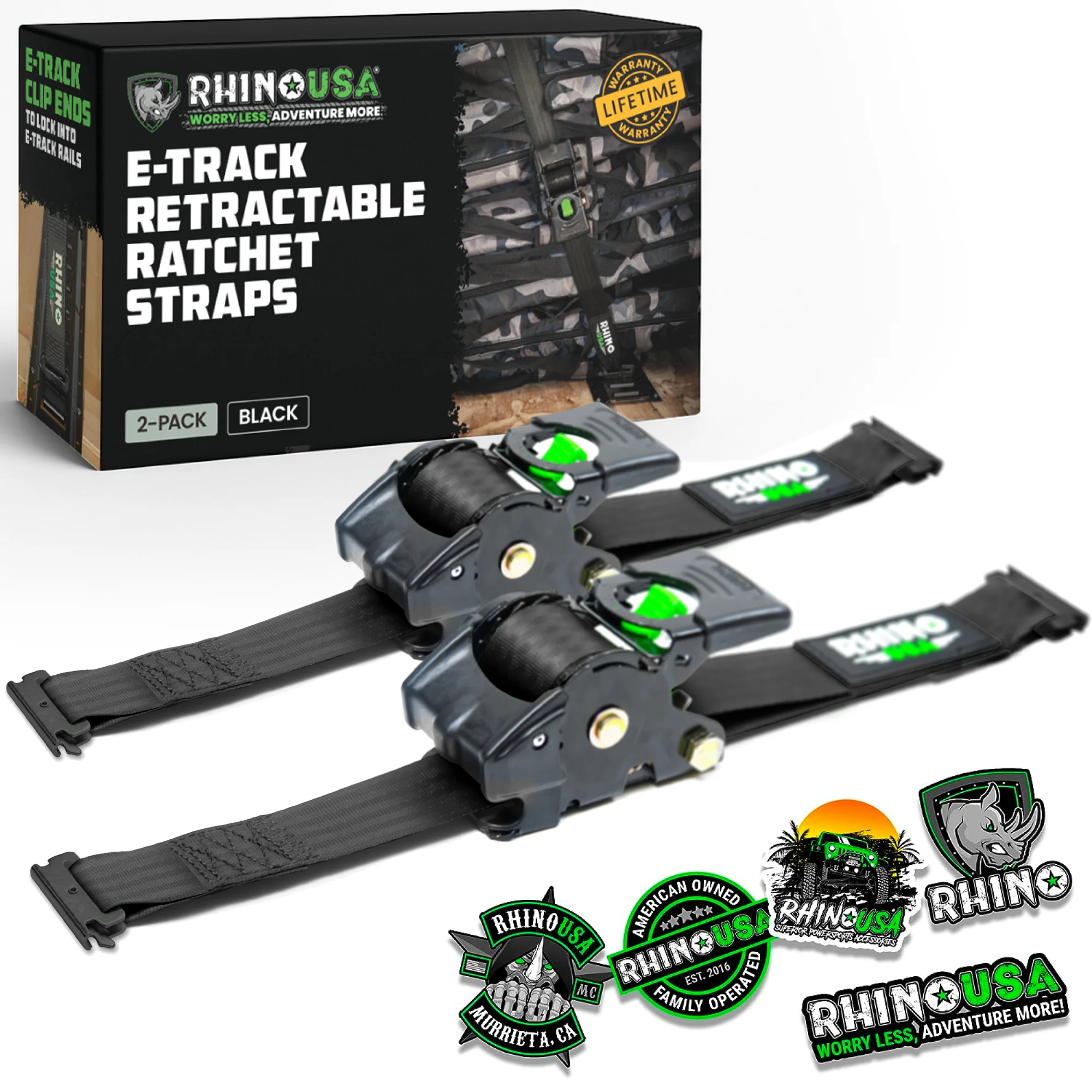 2" x 10' Retractable E-Track Ratchet Straps - Image 20