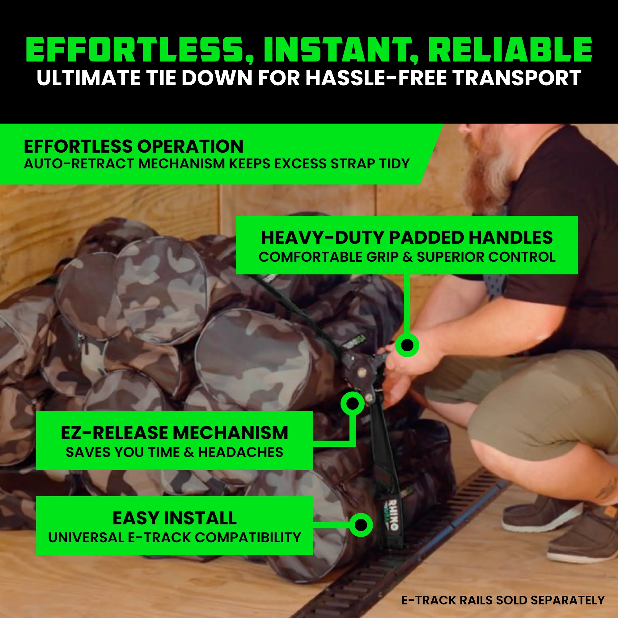 2" x 10' Retractable E-Track Ratchet Straps - Image 24