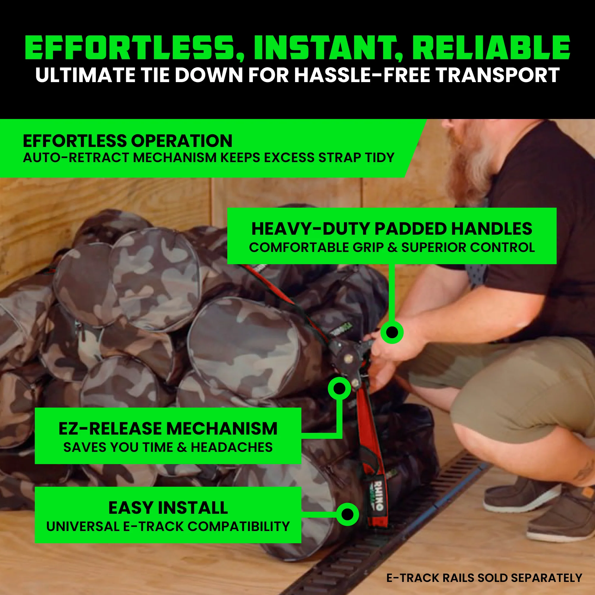 2" x 10' Retractable E-Track Ratchet Straps - Image 31