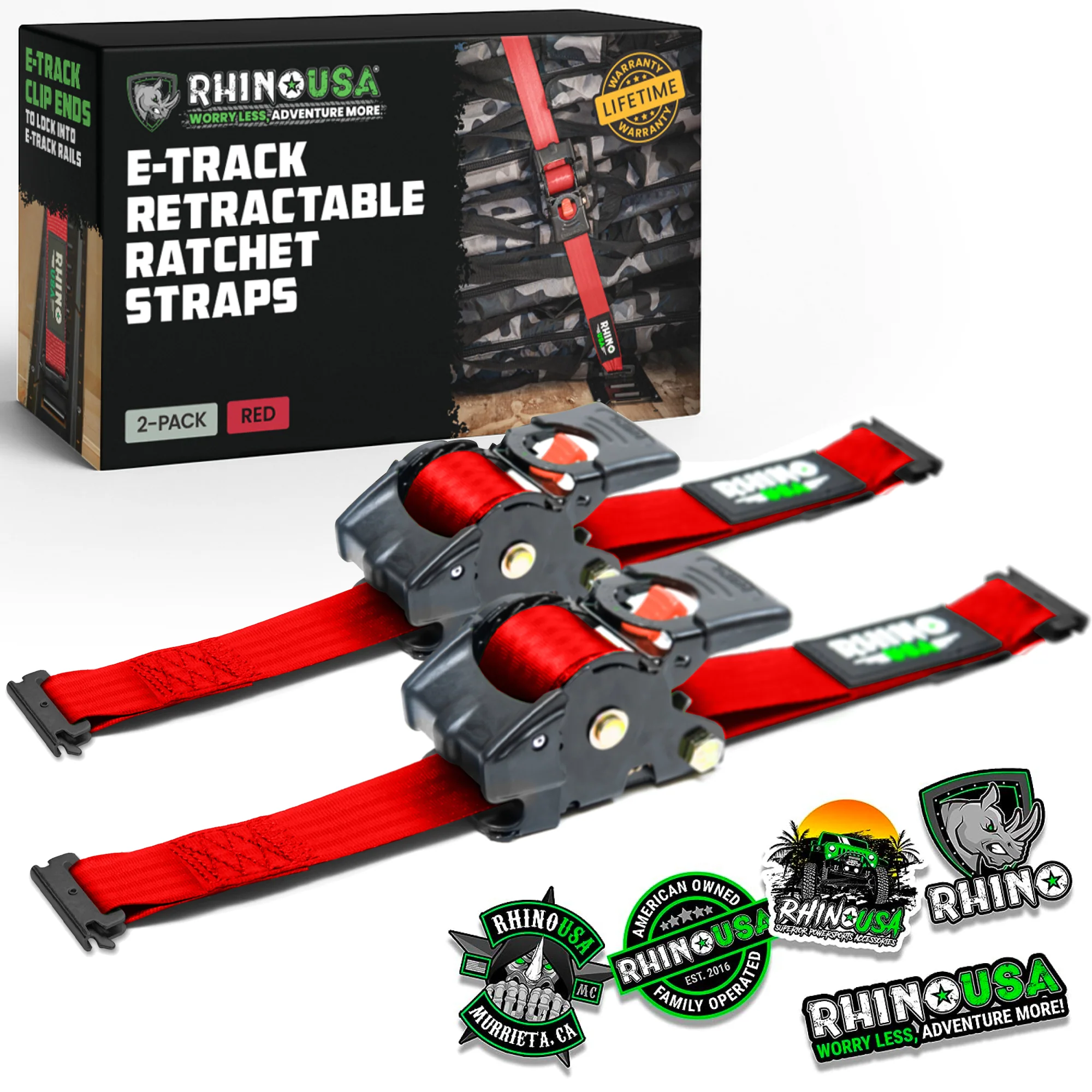 2" x 10' Retractable E-Track Ratchet Straps - Image 34