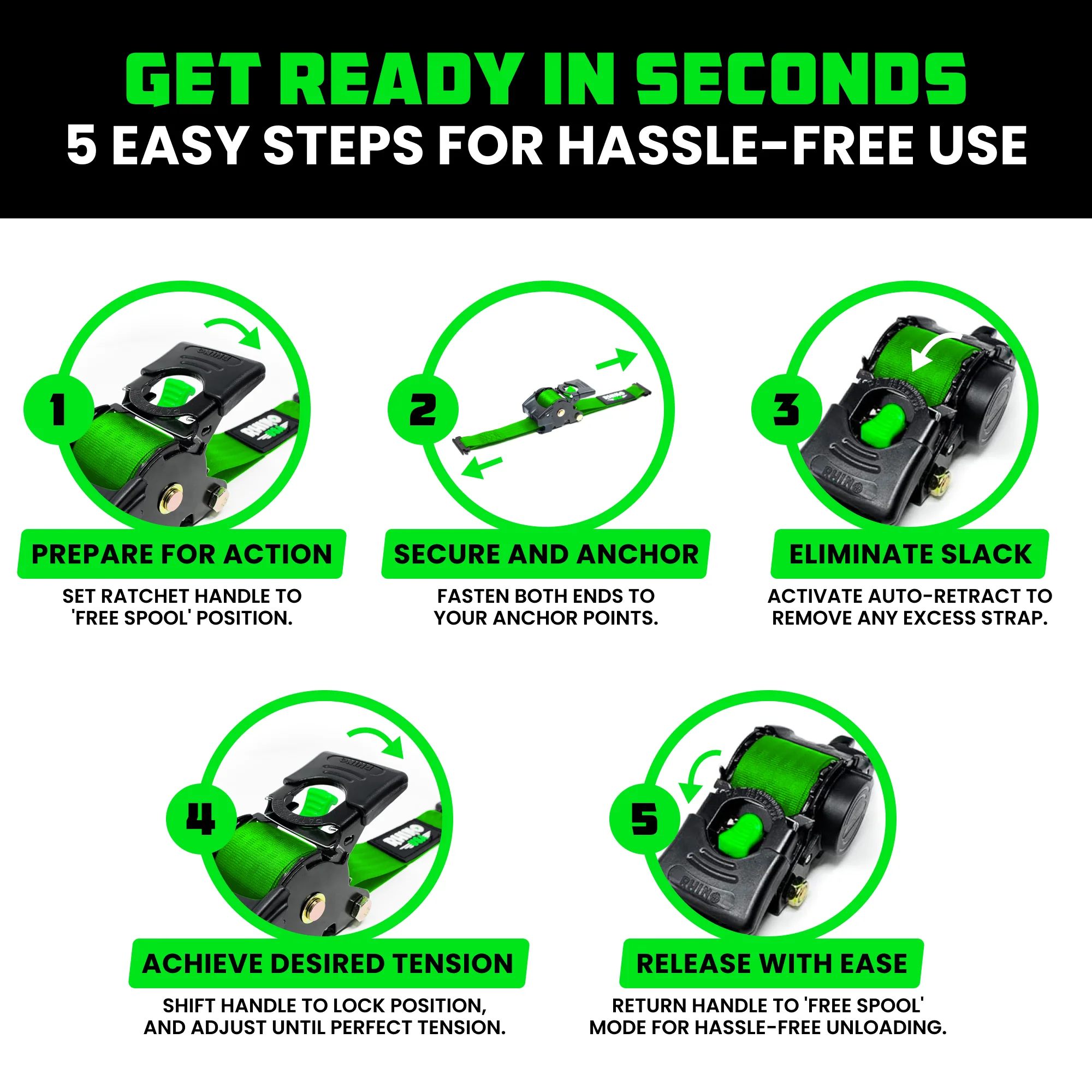 2" x 10' Retractable E-Track Ratchet Straps - Image 49