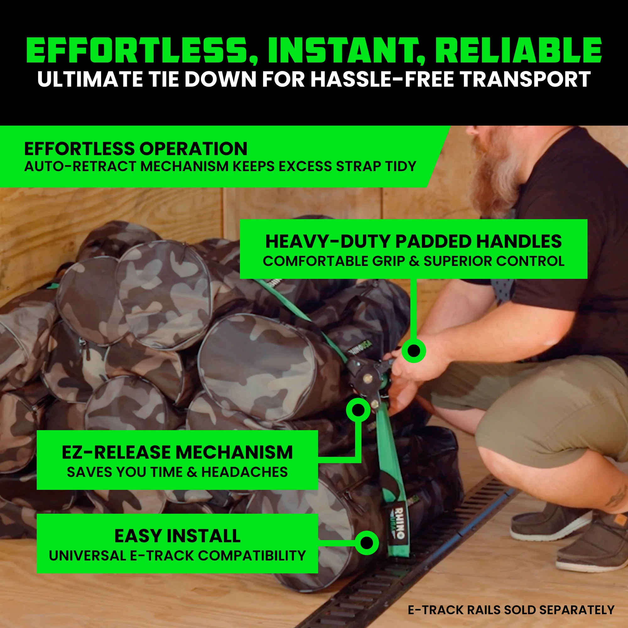 2" x 10' Retractable E-Track Ratchet Straps - Image 57