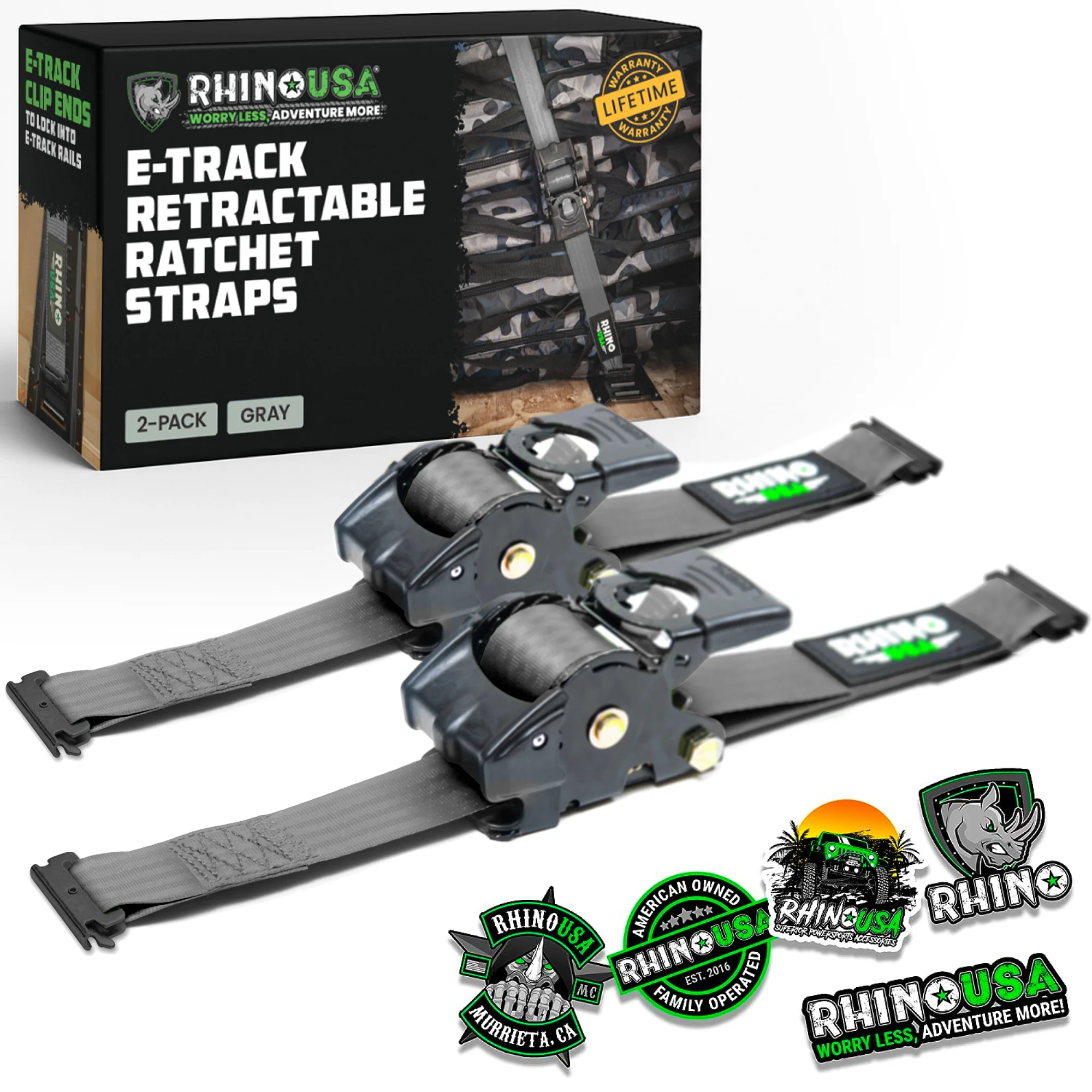 2" x 10' Retractable E-Track Ratchet Straps - Image 6