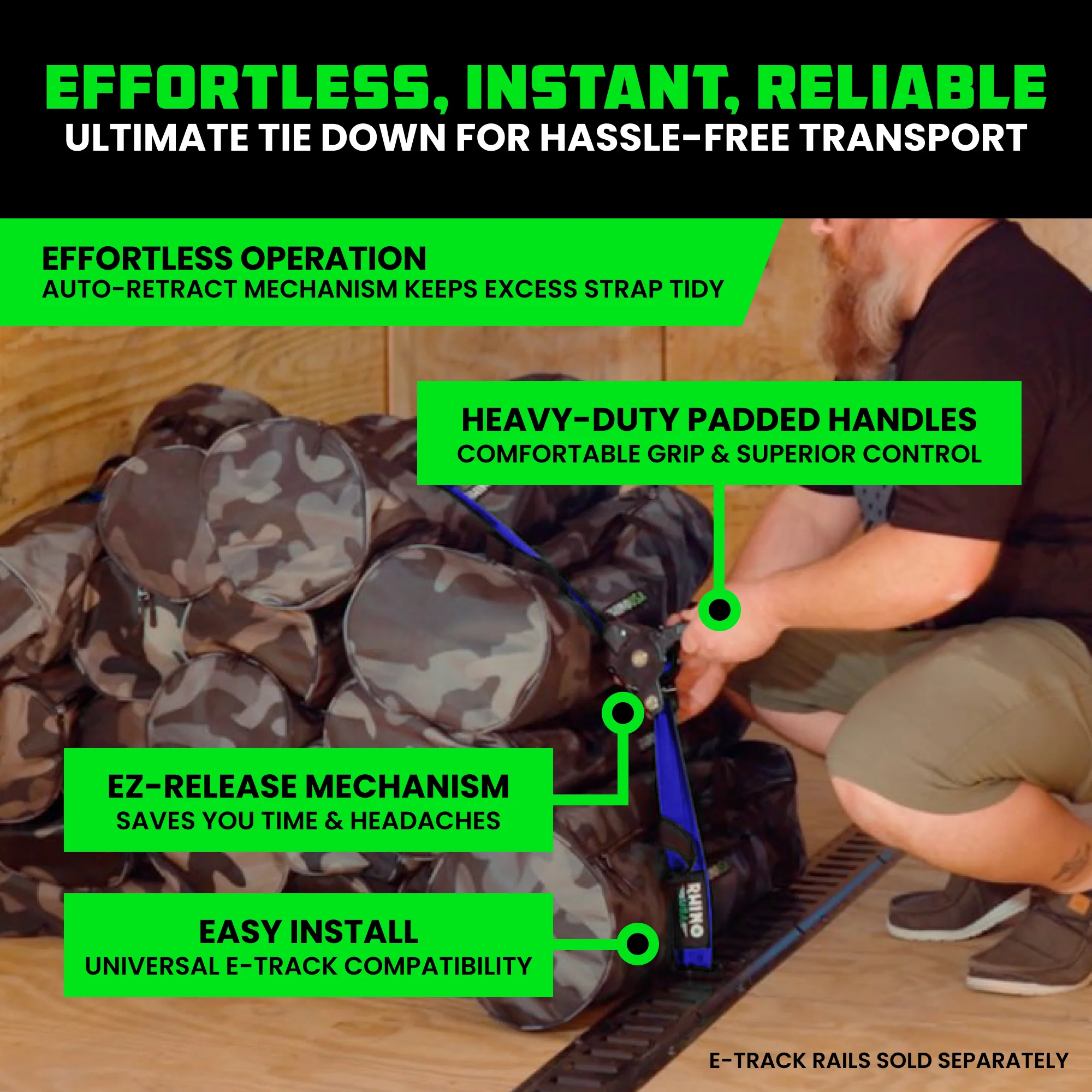 2" x 10' Retractable E-Track Ratchet Straps - Image 64