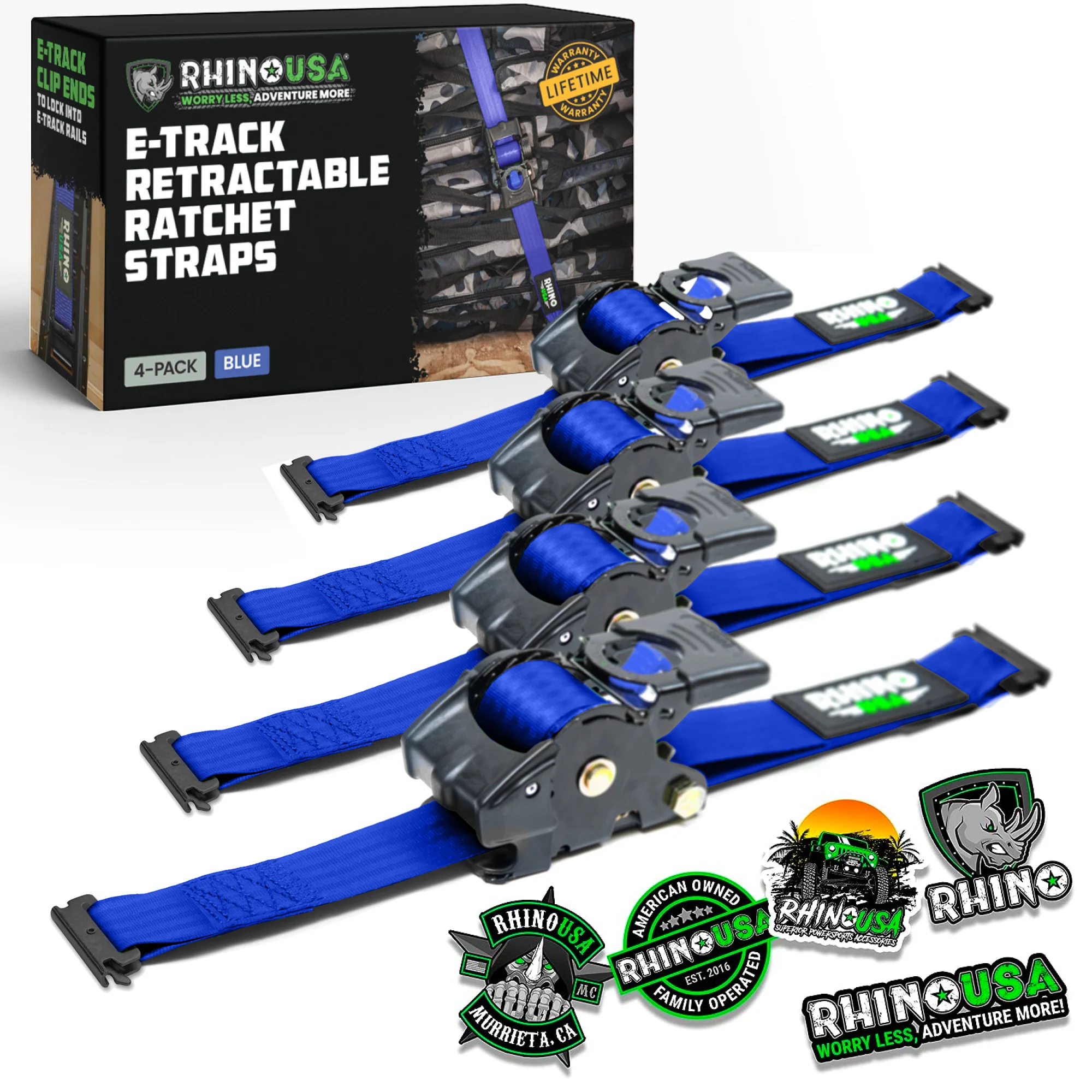 2" x 10' Retractable E-Track Ratchet Straps - Image 74