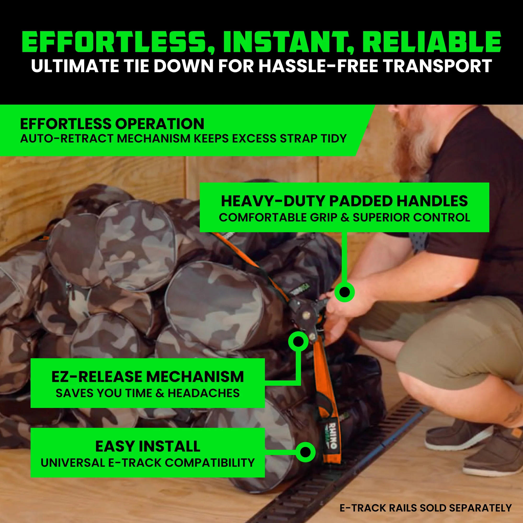 2" x 10' Retractable E-Track Ratchet Straps - Image 78