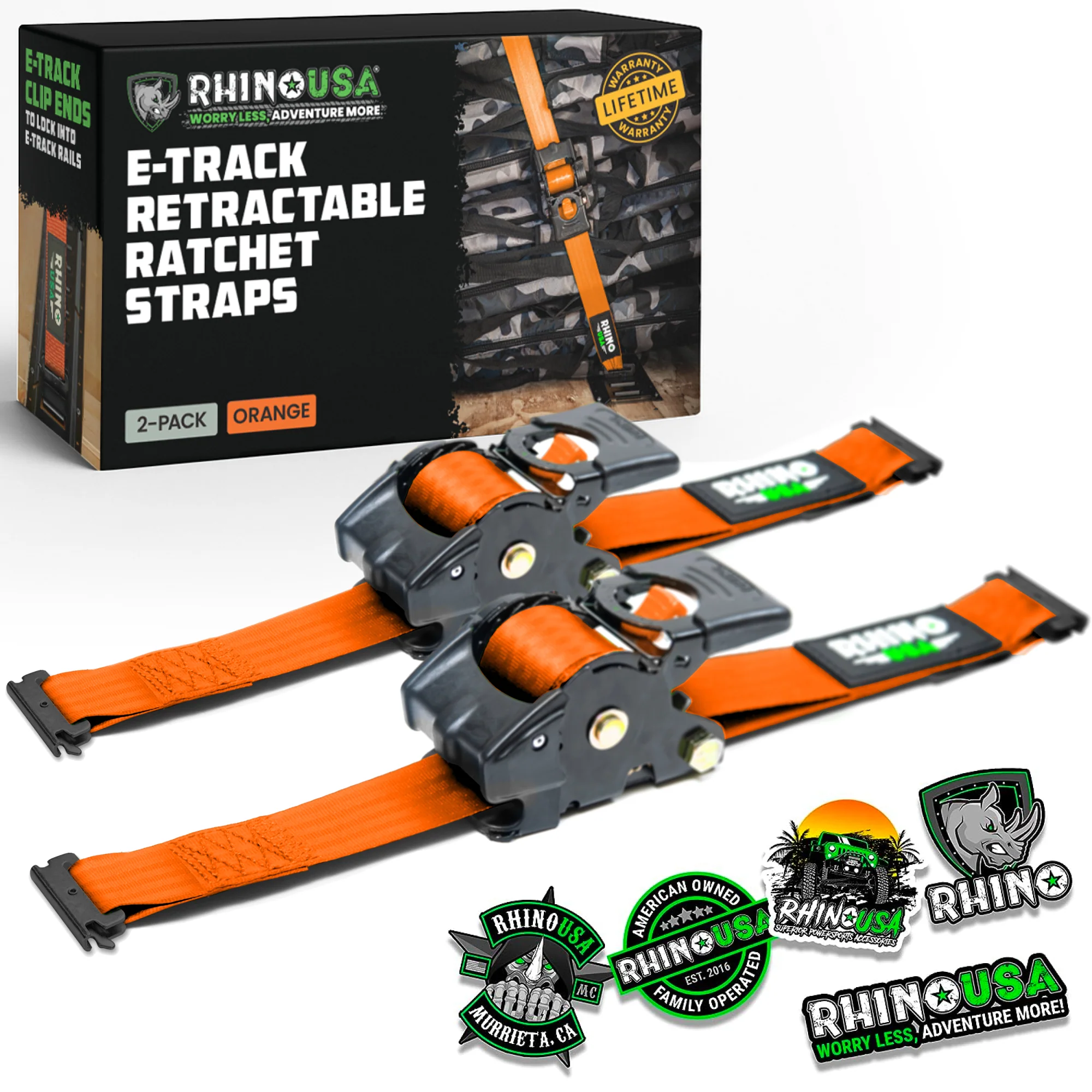 2" x 10' Retractable E-Track Ratchet Straps - Image 81