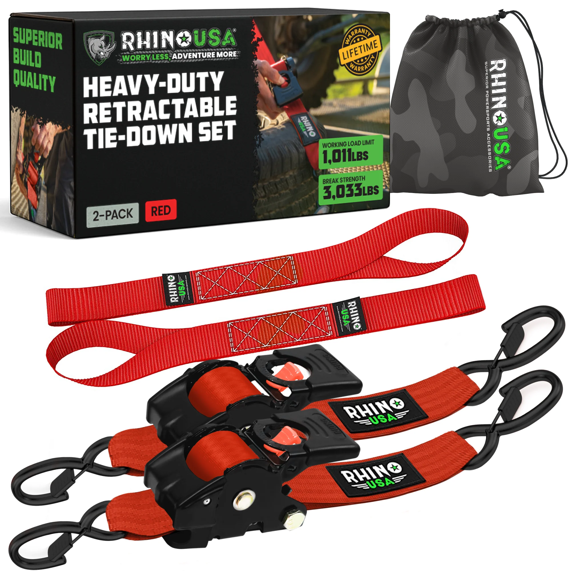 2" x 10' Retractable Ratchet Straps - Image 17