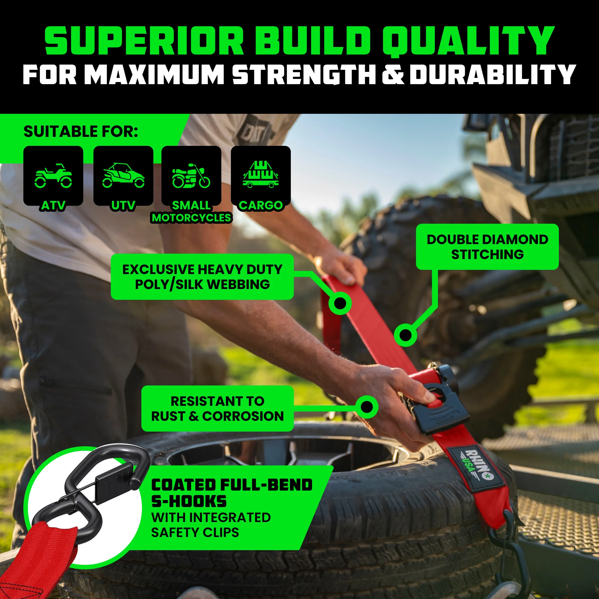 2" x 10' Retractable Ratchet Straps - Image 19