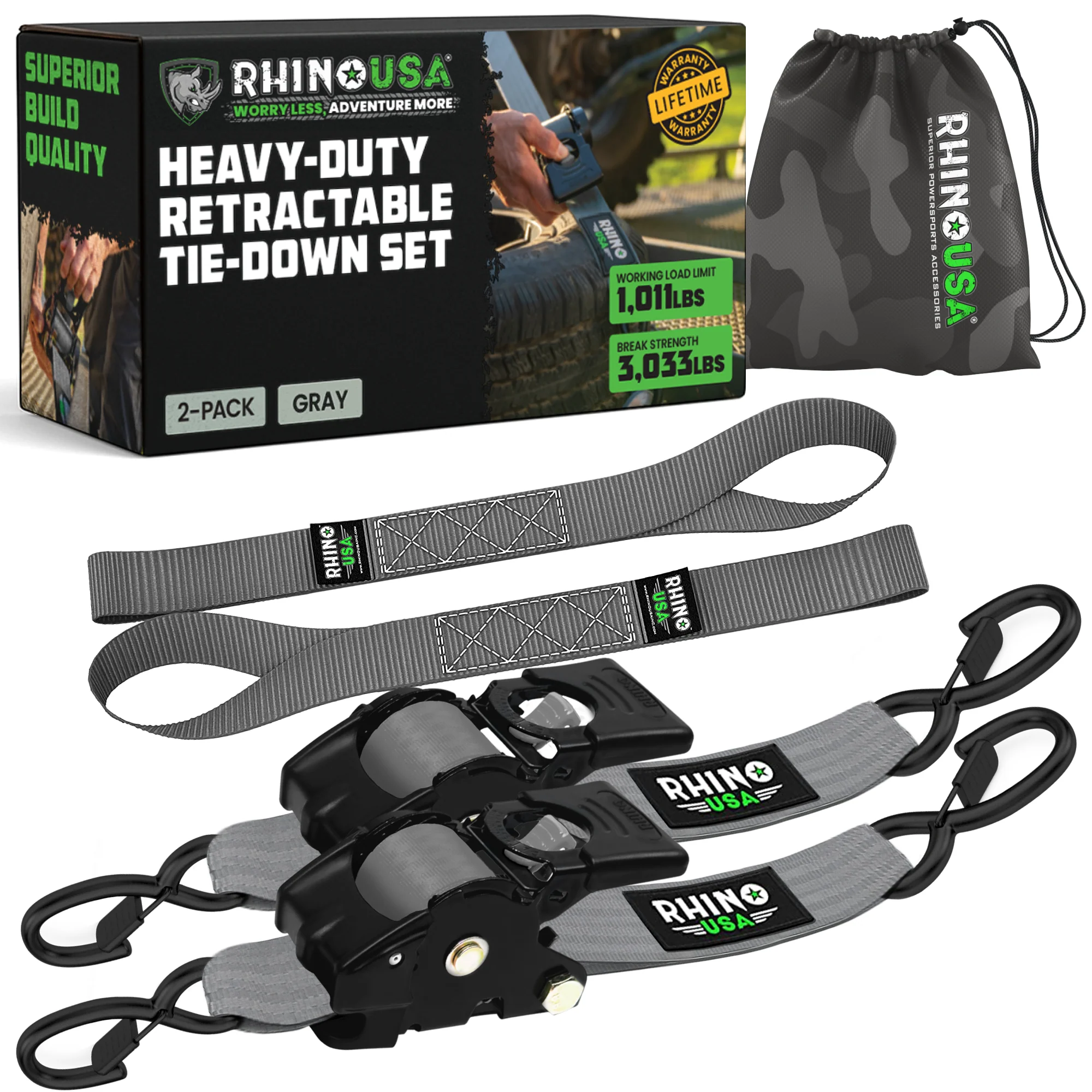 2" x 10' Retractable Ratchet Straps - Image 32