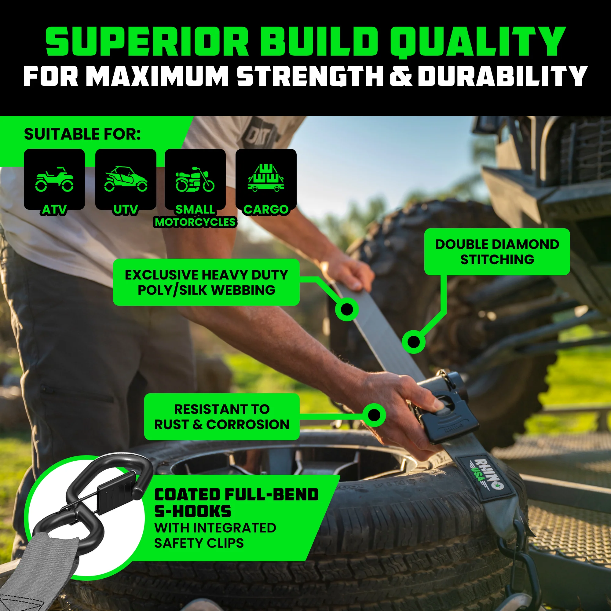 2" x 10' Retractable Ratchet Straps - Image 34