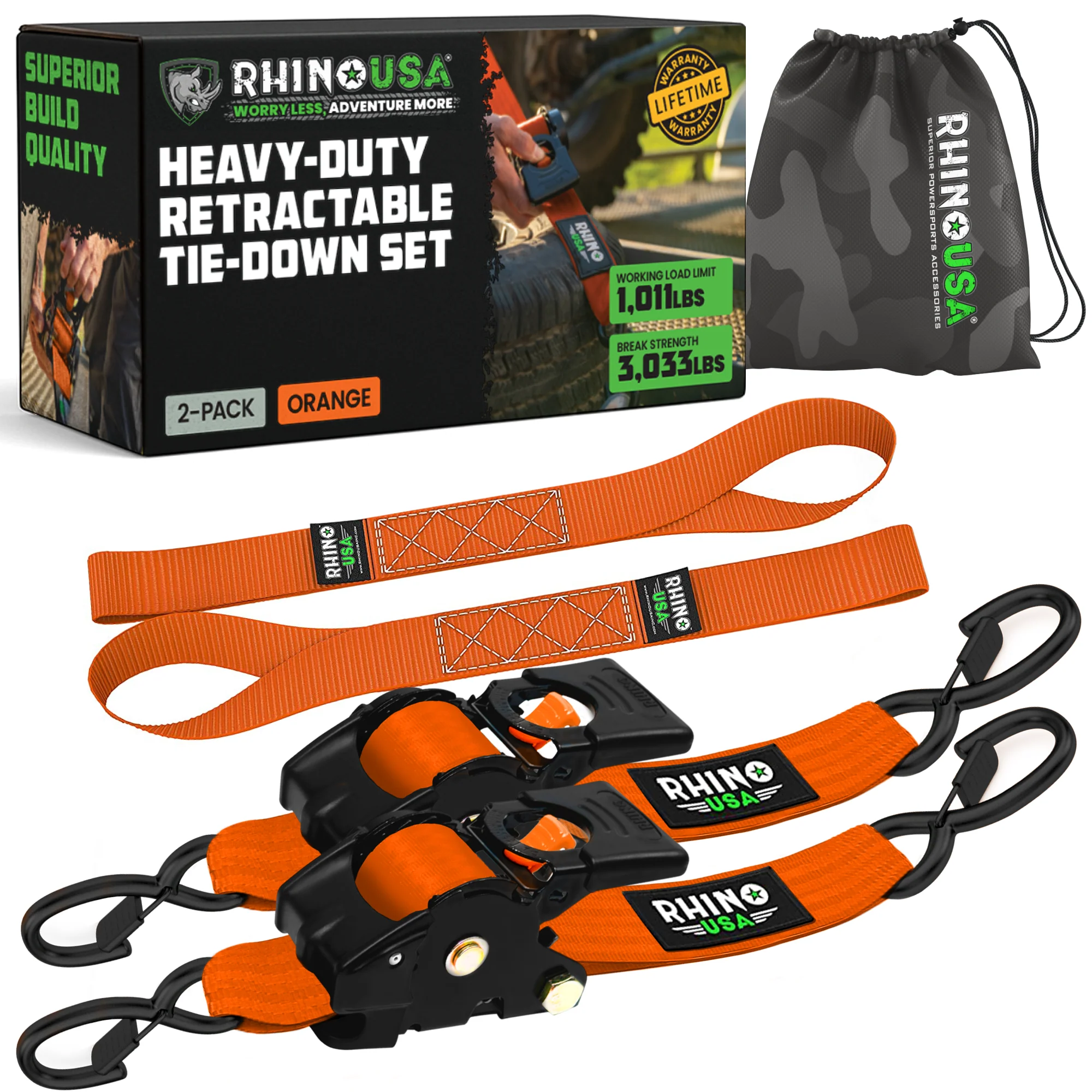2" x 10' Retractable Ratchet Straps - Image 39