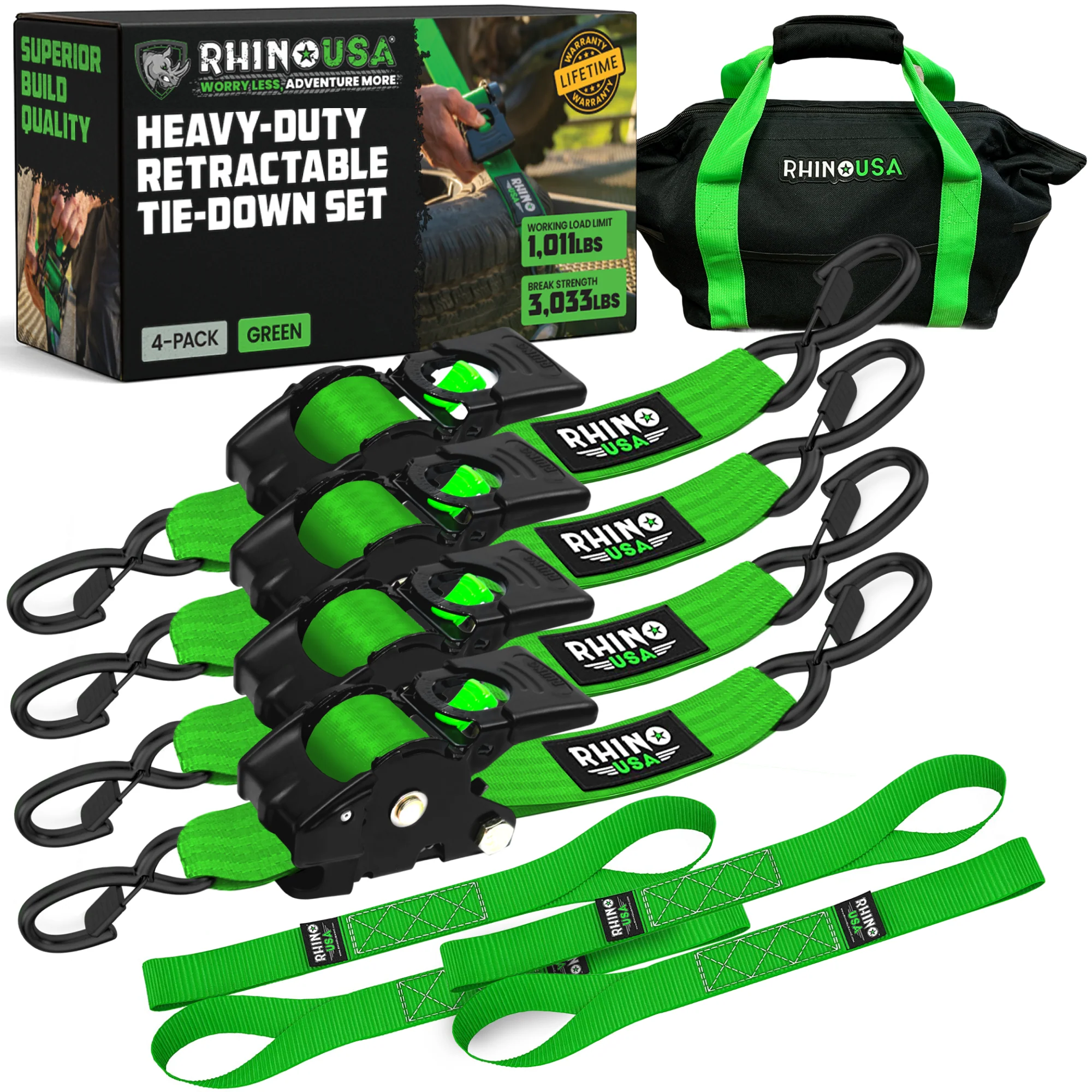 2" x 10' Retractable Ratchet Straps - Image 46