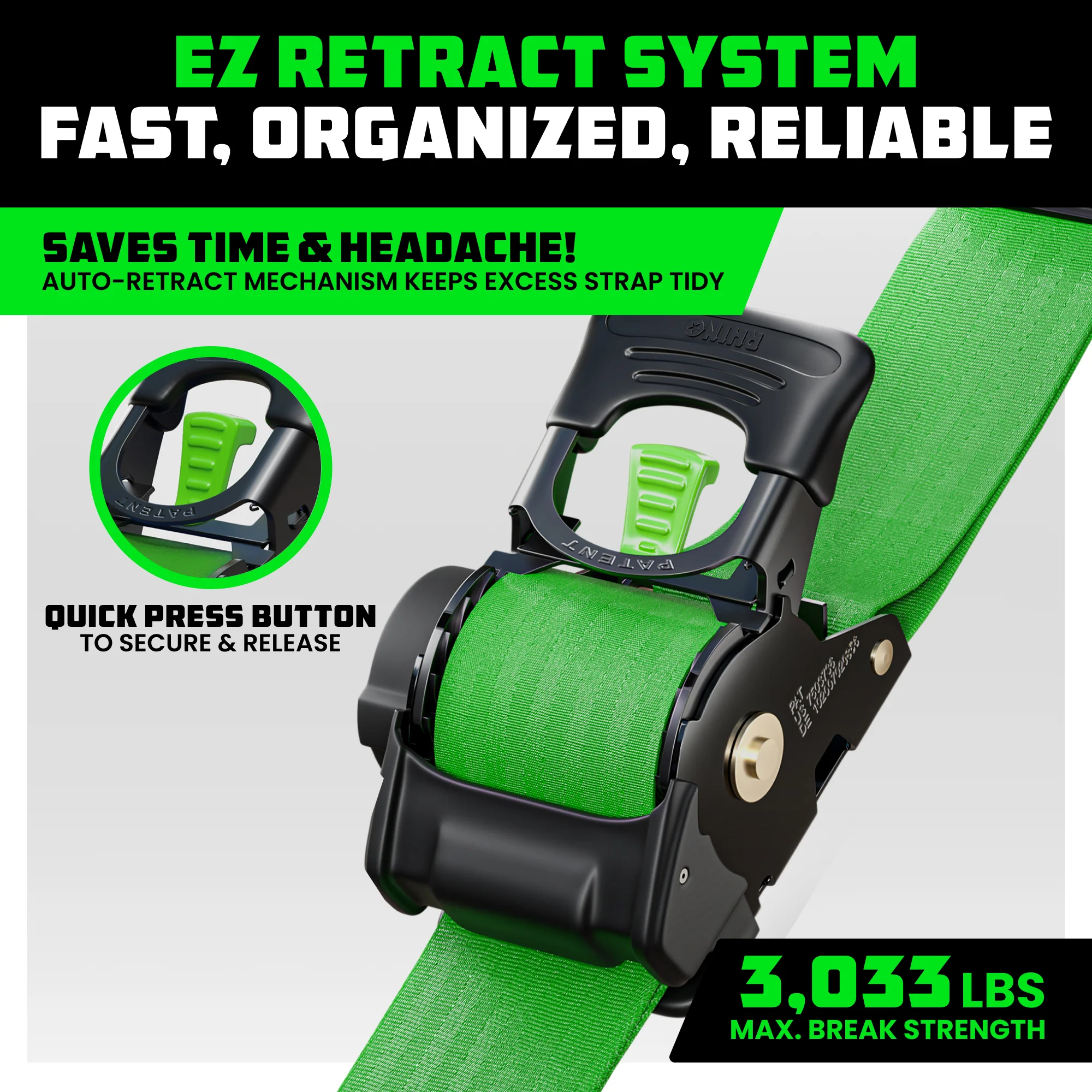 2" x 10' Retractable Ratchet Straps - Image 47