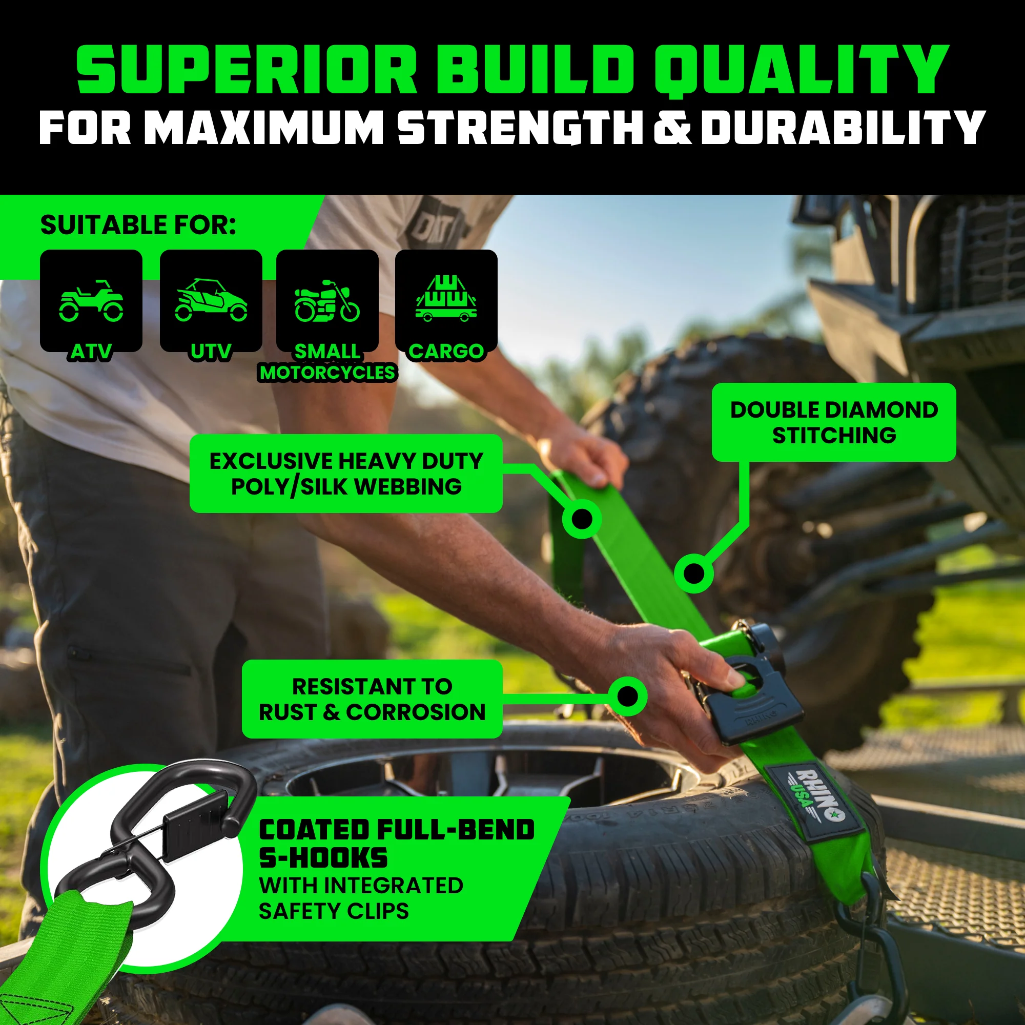 2" x 10' Retractable Ratchet Straps - Image 48