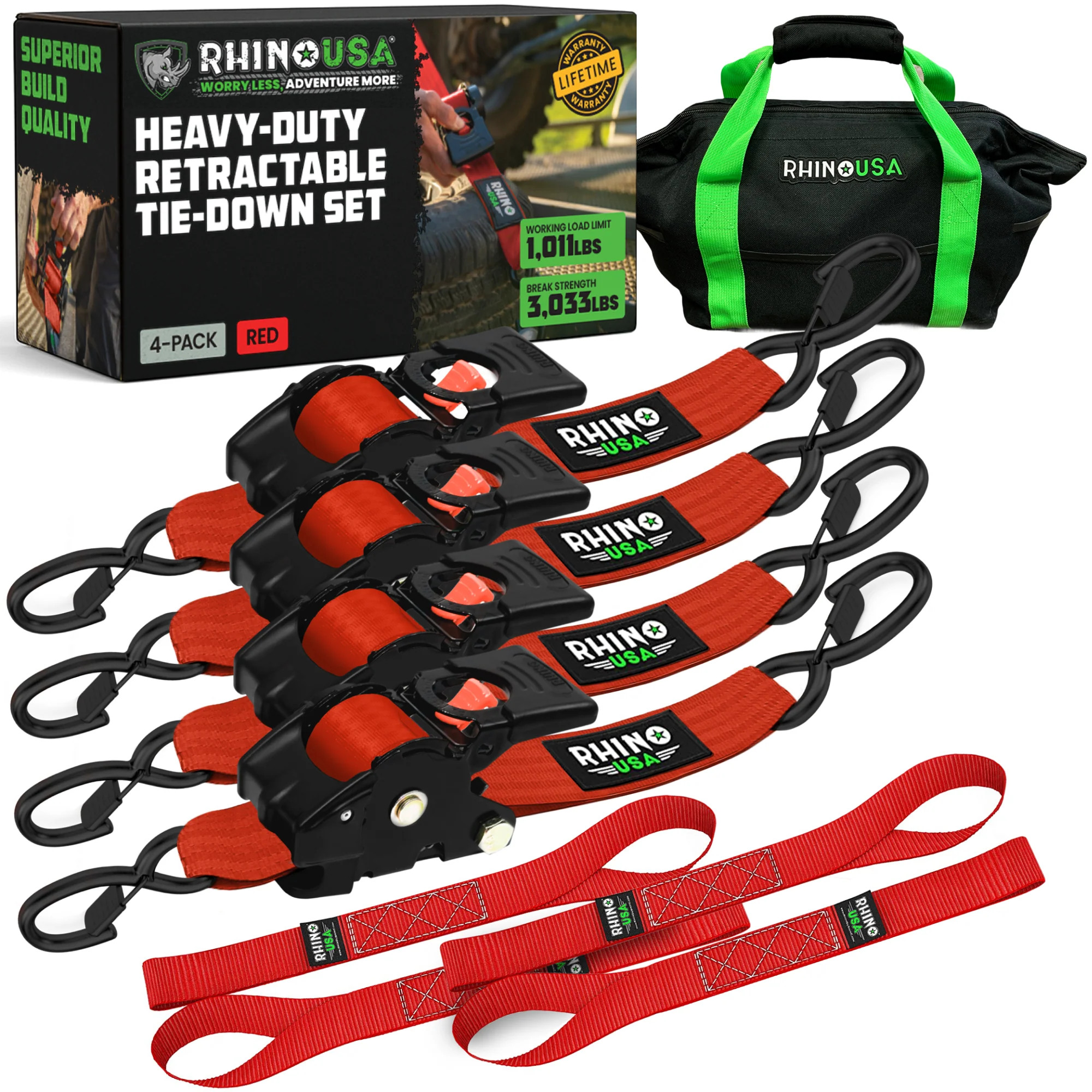 2" x 10' Retractable Ratchet Straps - Image 60