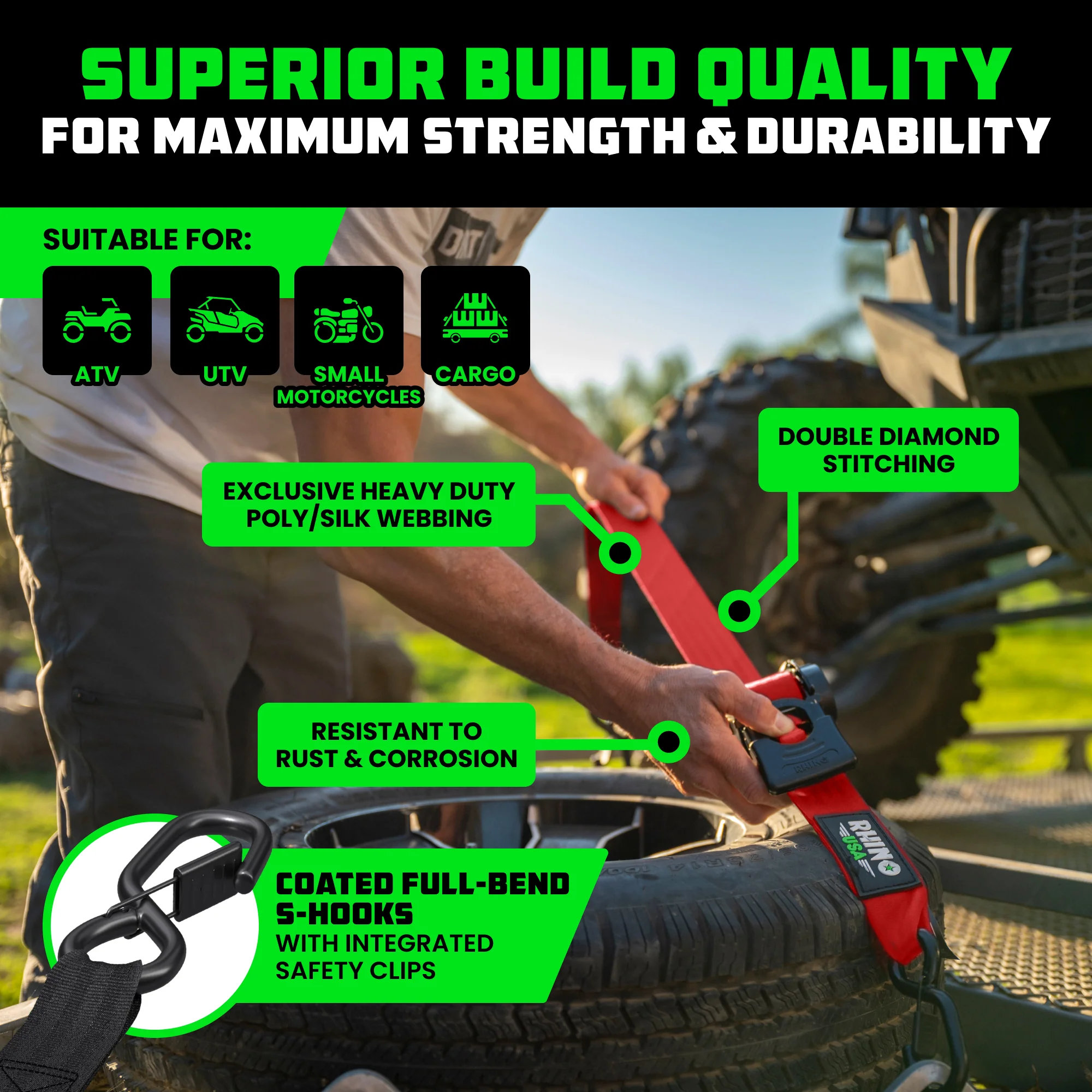 2" x 10' Retractable Ratchet Straps - Image 62