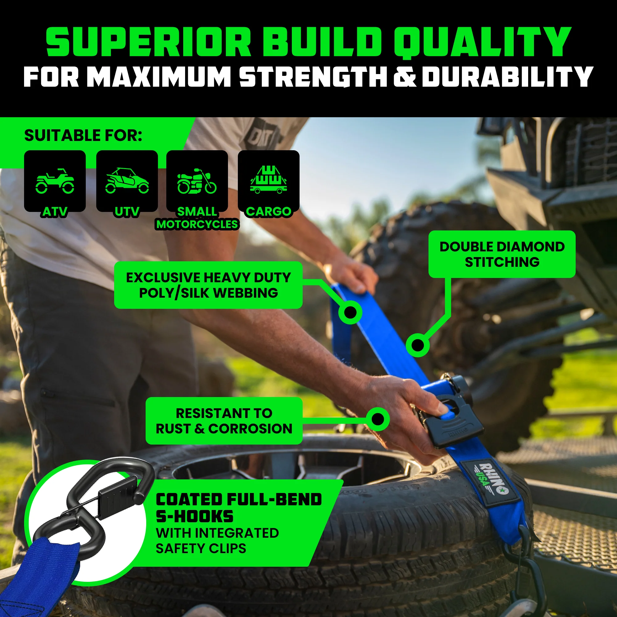 2" x 10' Retractable Ratchet Straps - Image 69