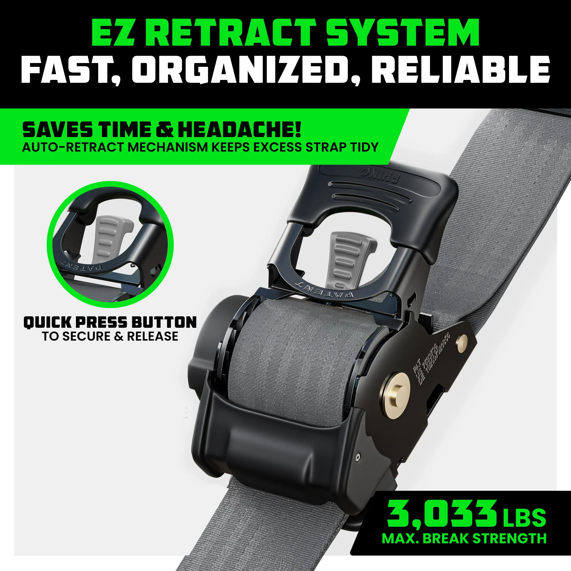 2" x 10' Retractable Ratchet Straps - Image 75