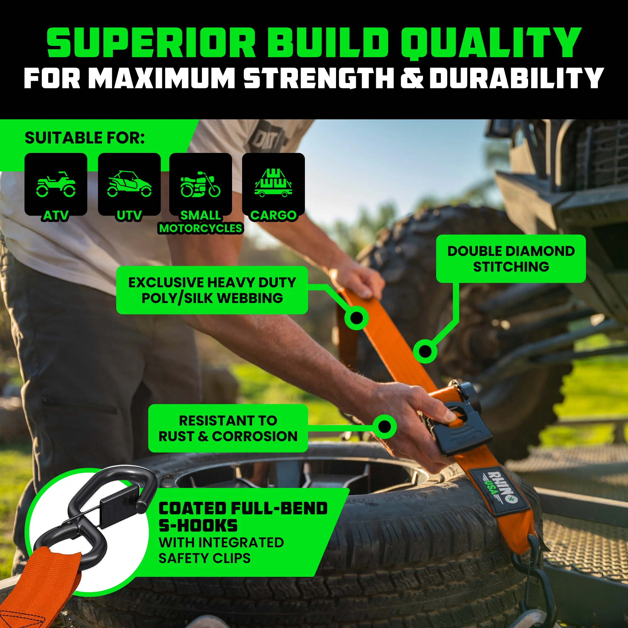 2" x 10' Retractable Ratchet Straps - Image 83