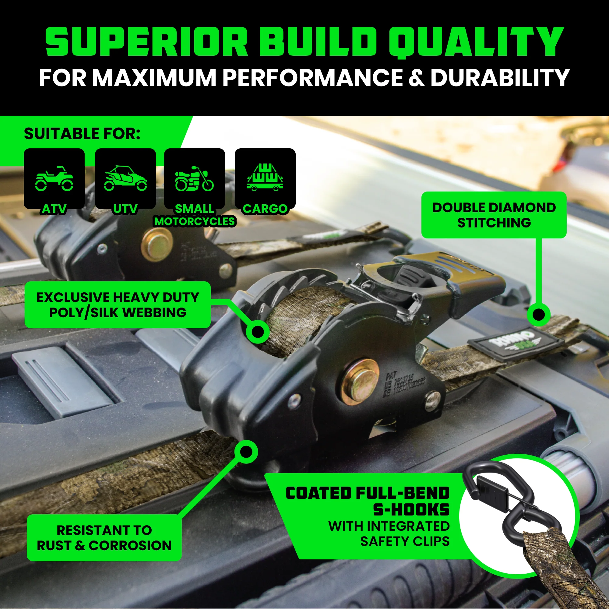 2" x 10' Retractable Ratchet Straps - Image 93