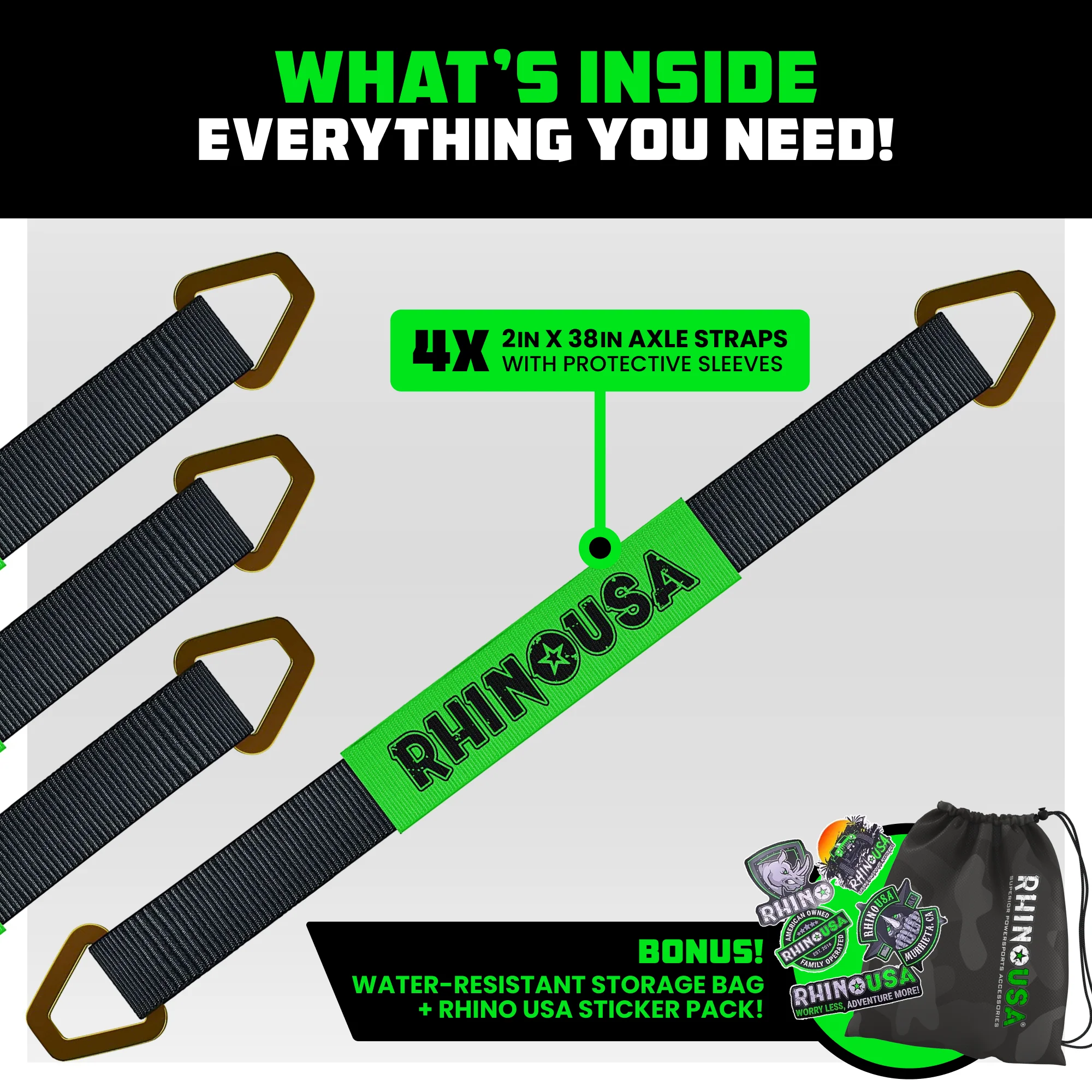 2" x 38" Axle Tie-Down Straps (4-Pack) - Image 4