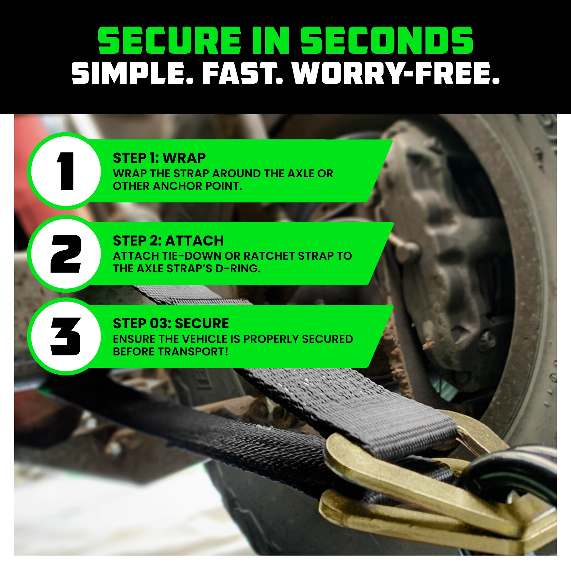 2" x 38" Axle Tie-Down Straps (4-Pack) - Image 5