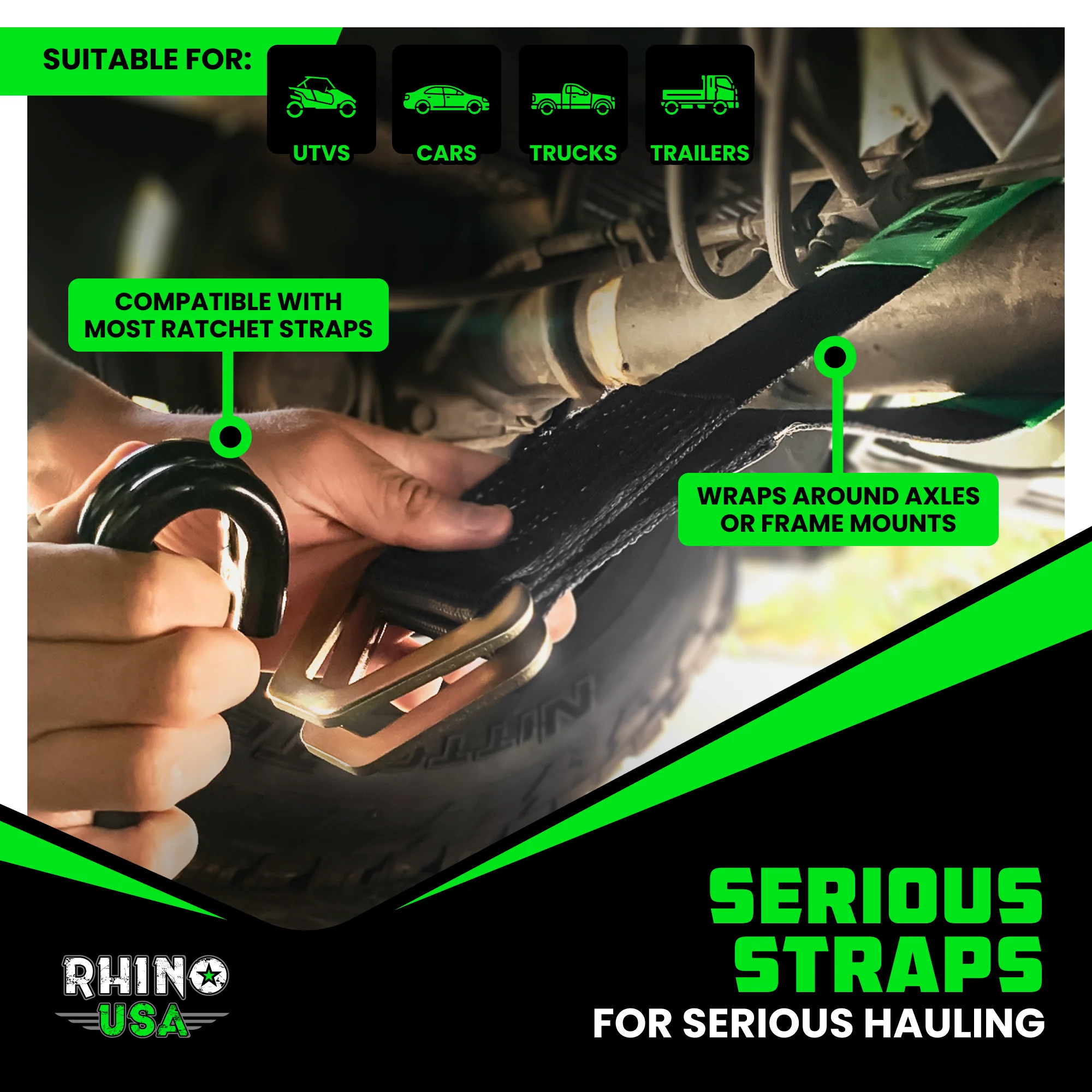 2" x 38" Axle Tie-Down Straps (4-Pack) - Image 6