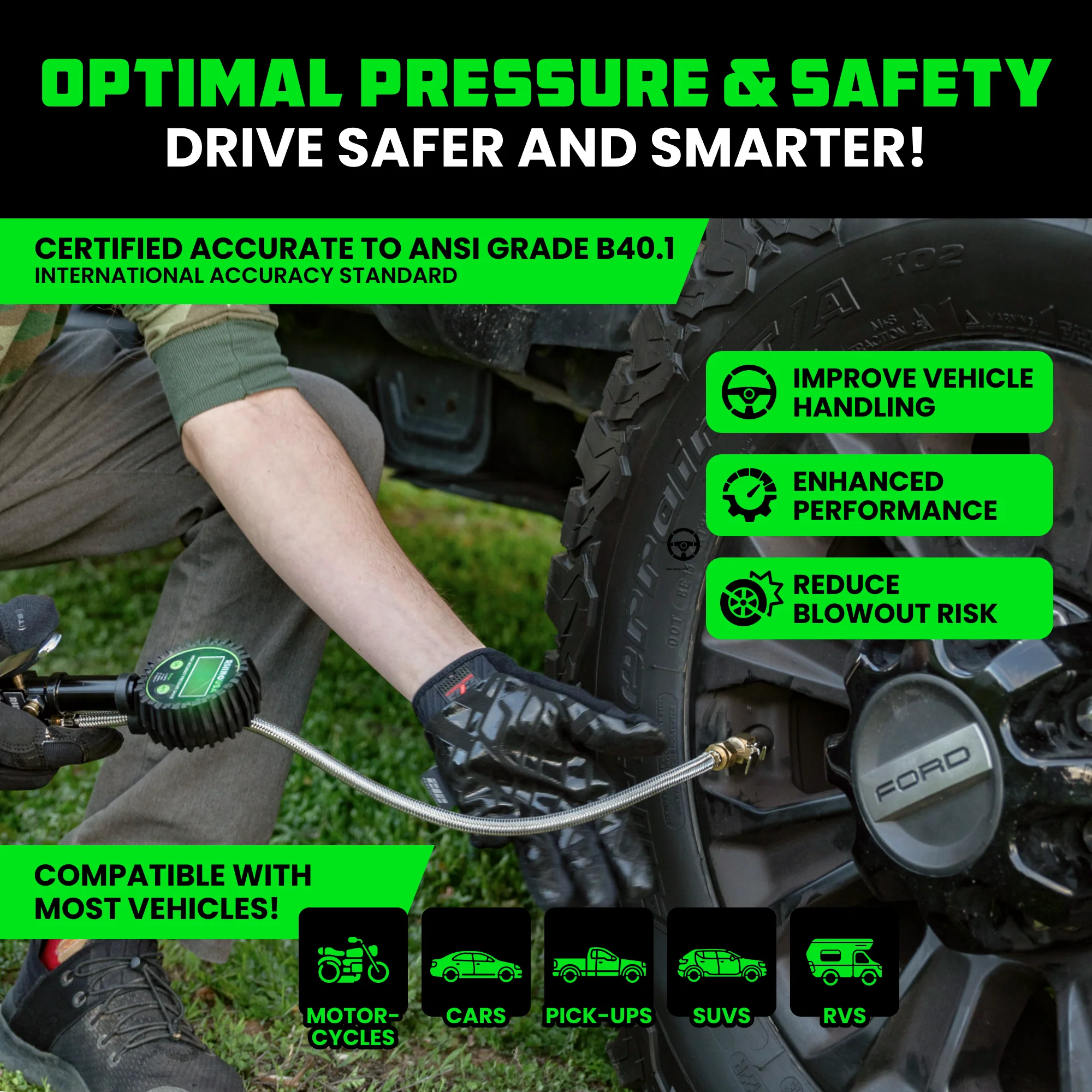 200 PSI Tire Inflator Gauge - Image 7