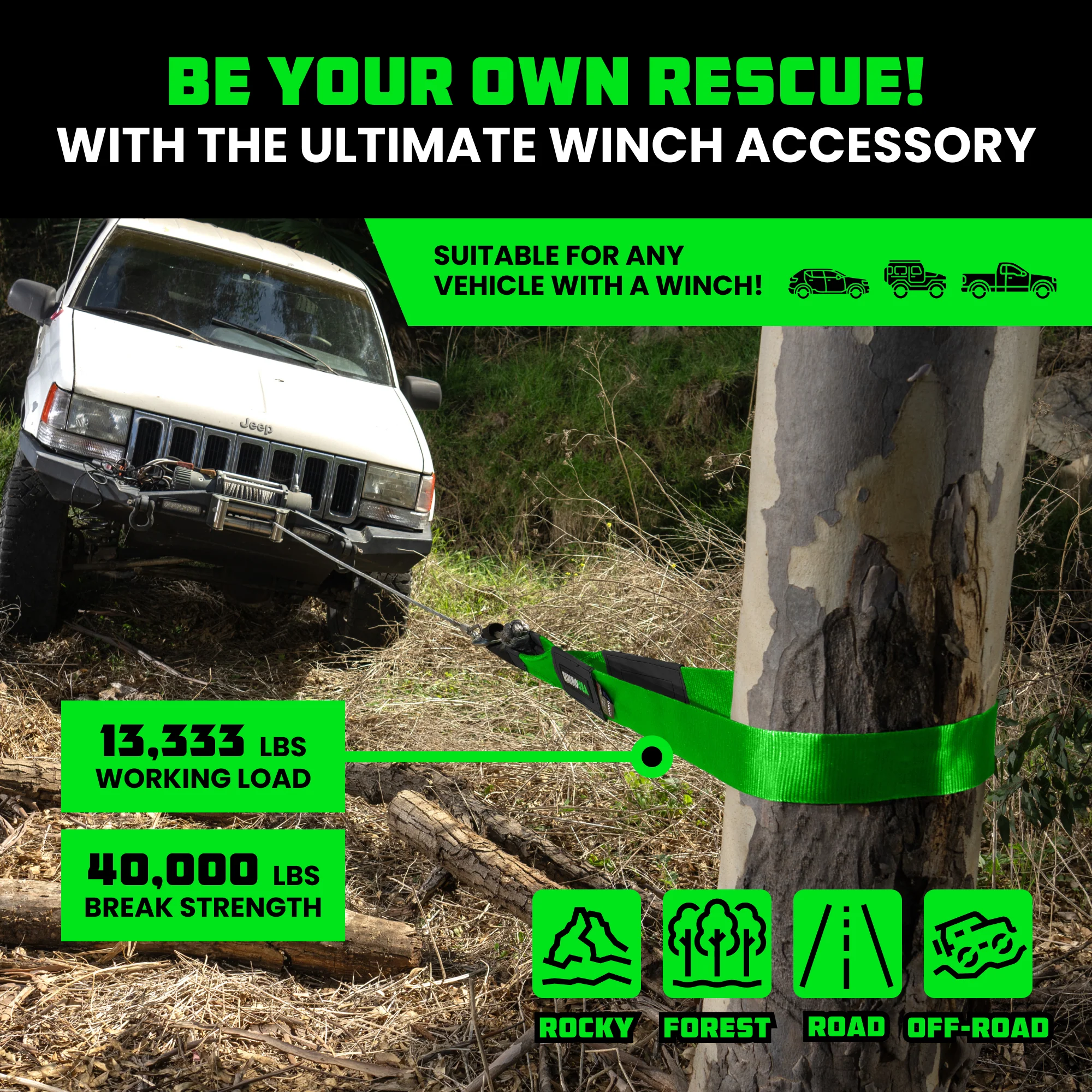 4" x 10' Recovery Tree Saver Strap - Image 23