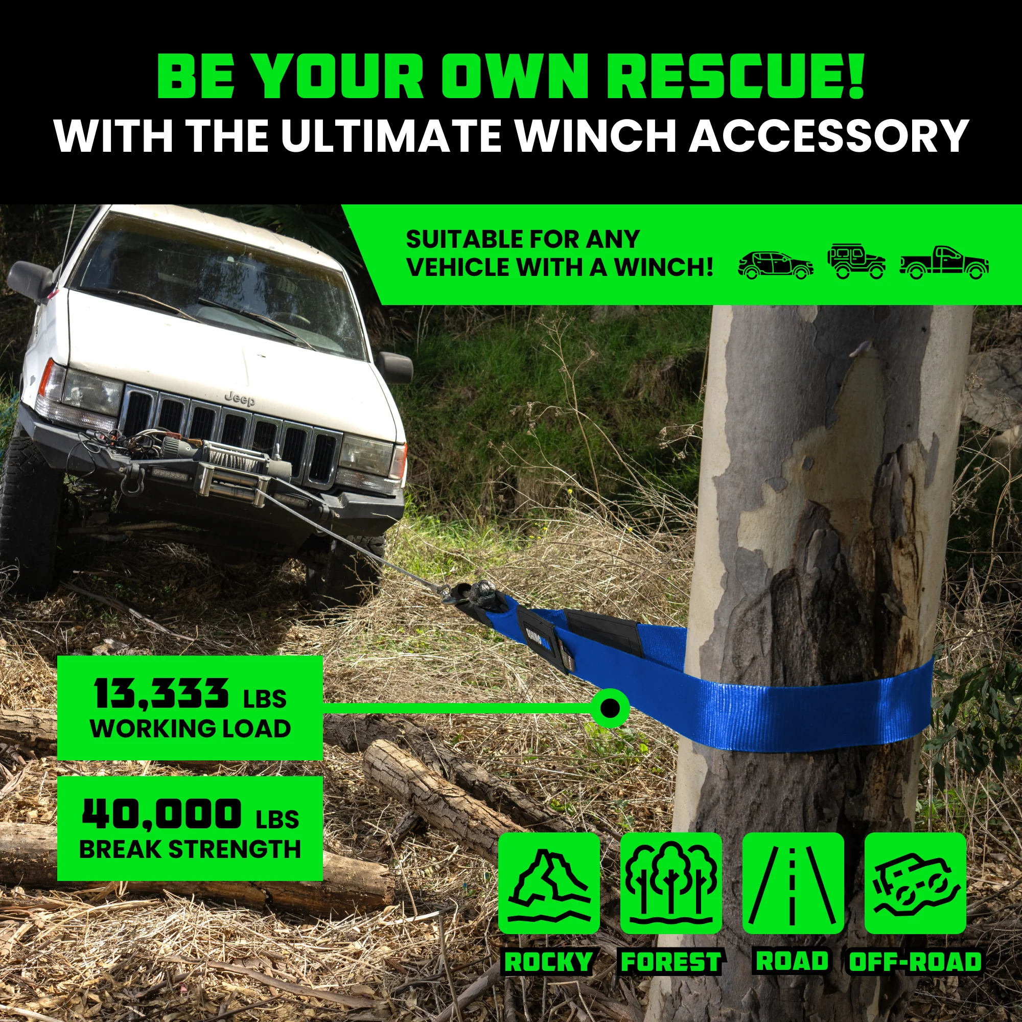 4" x 10' Recovery Tree Saver Strap - Image 26