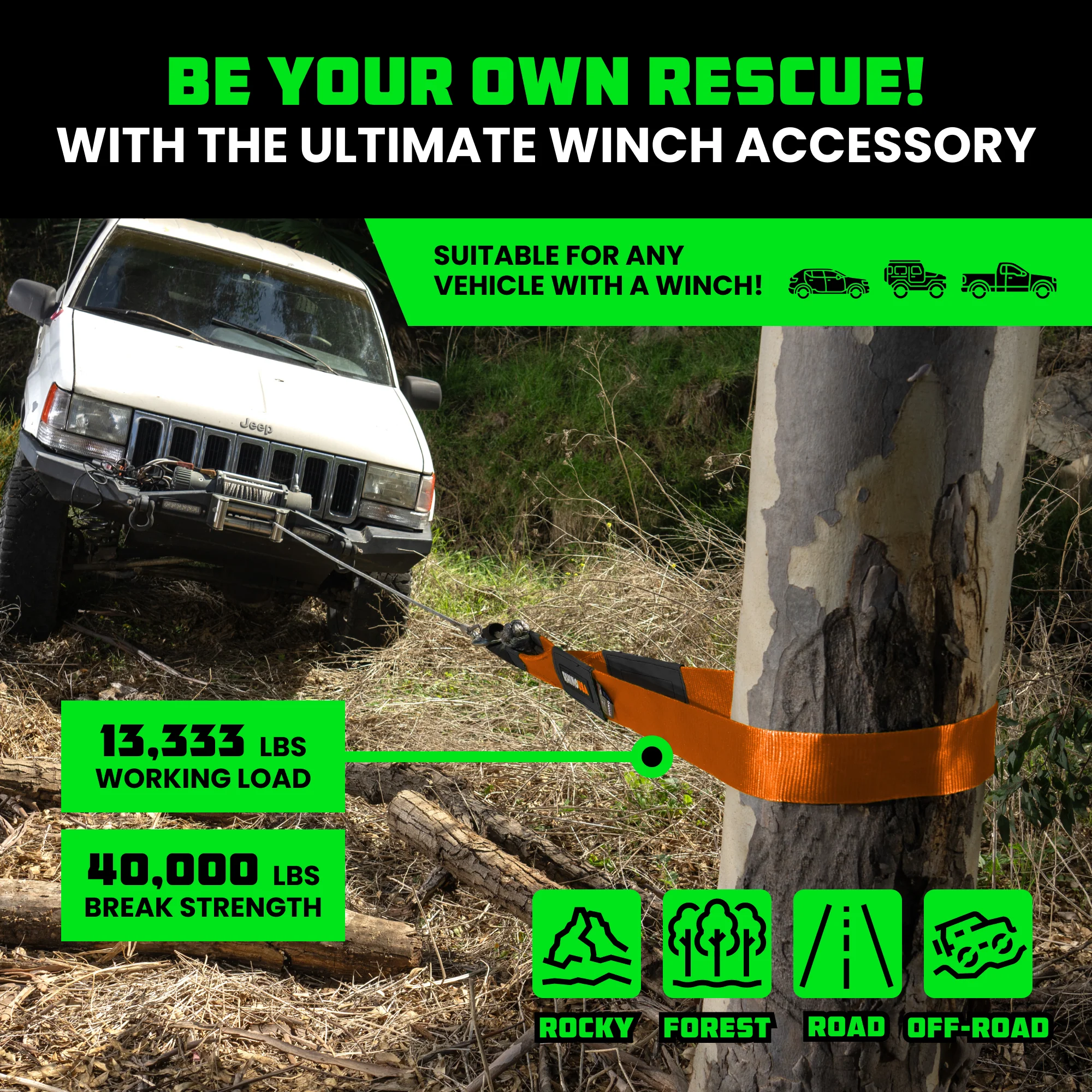 4" x 10' Recovery Tree Saver Strap - Image 30