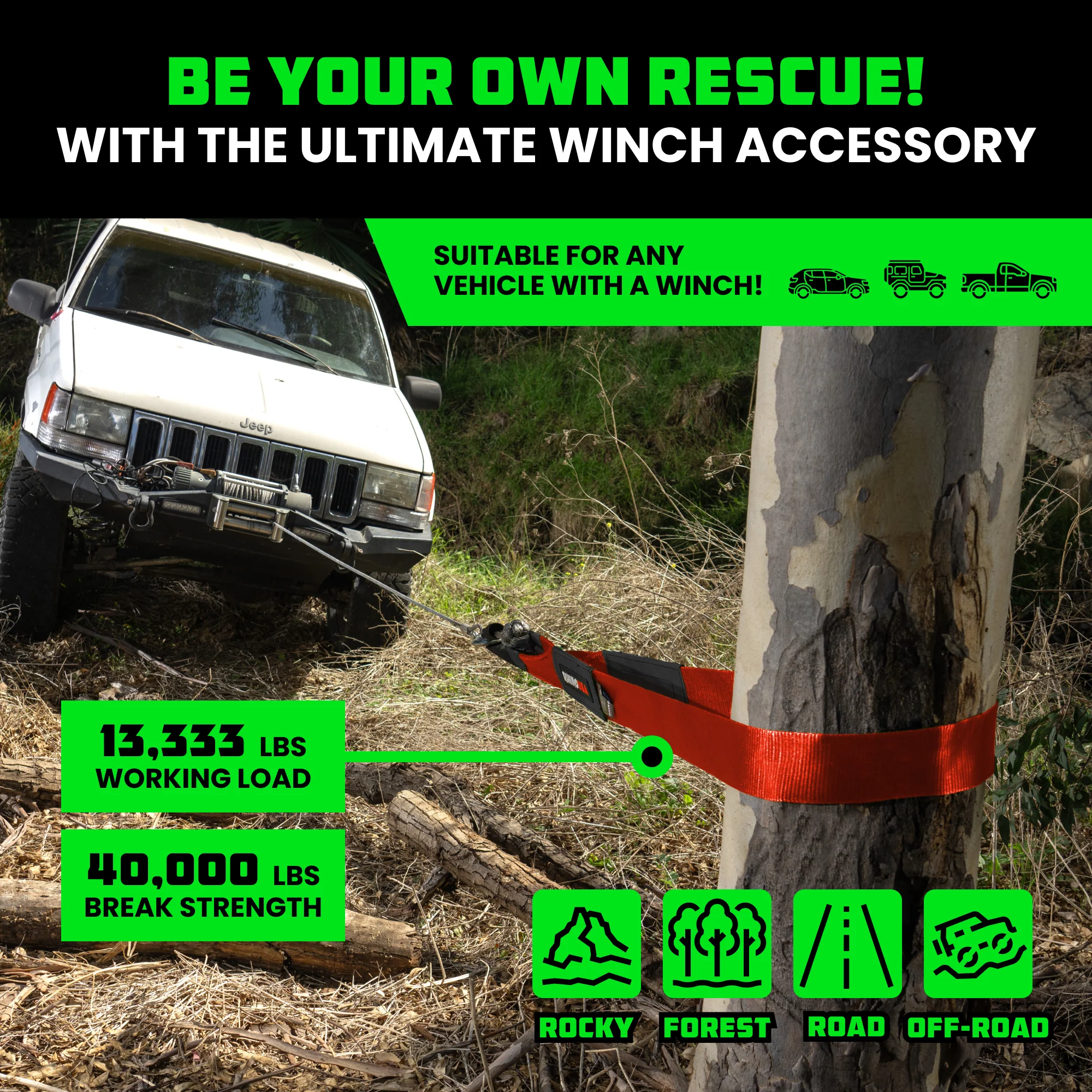 4" x 10' Recovery Tree Saver Strap - Image 39