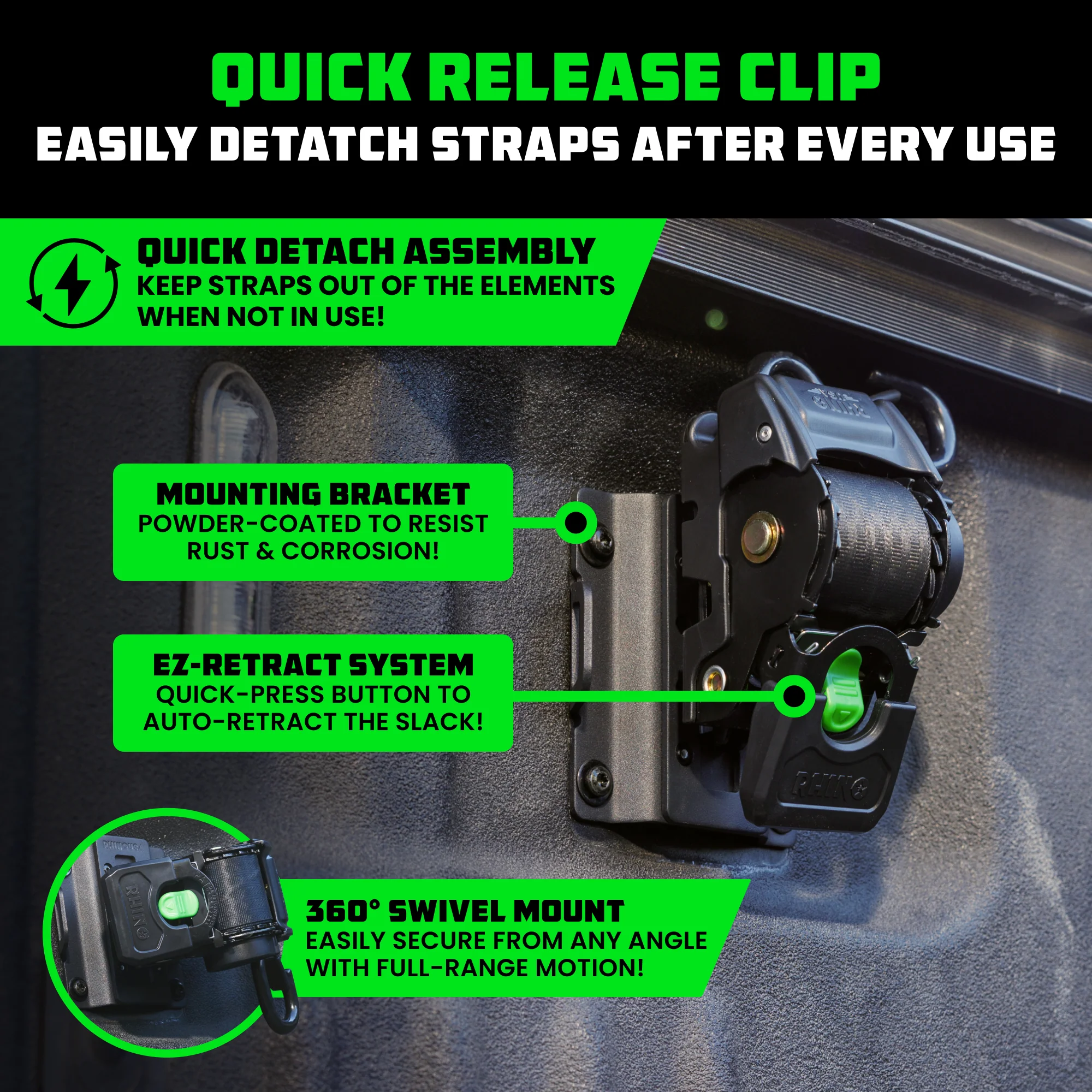 Bed-Mounted Retractable Ratchet Straps (Ford Trucks) - Image 10